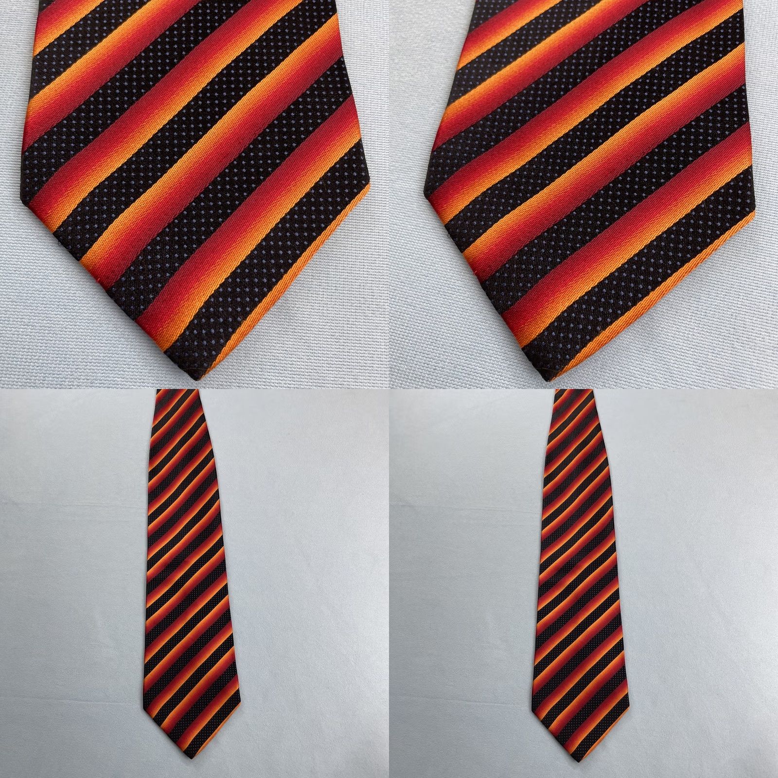 Vintage VINTAGE Pavone Silk Tie Black Red Orange Stripe 59" Wide 4x59 Italy Handmade Men Tie Spun Silk Capsule Size ONE SIZE - 9 Thumbnail