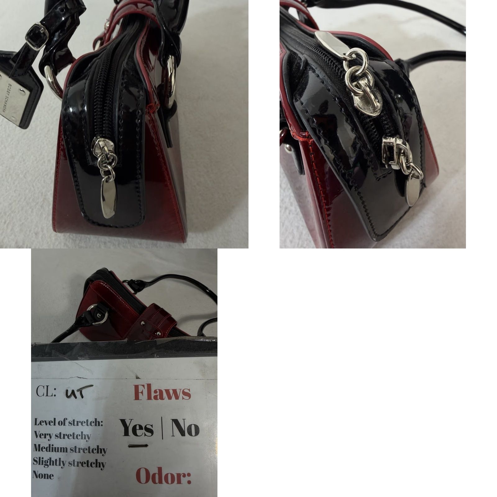Vintage Bobby Schandra Red Patent Leather Shoulder Bag Purse Designer Small Women XS Zip Magnetic Handbag Size ONE SIZE - 9 Thumbnail