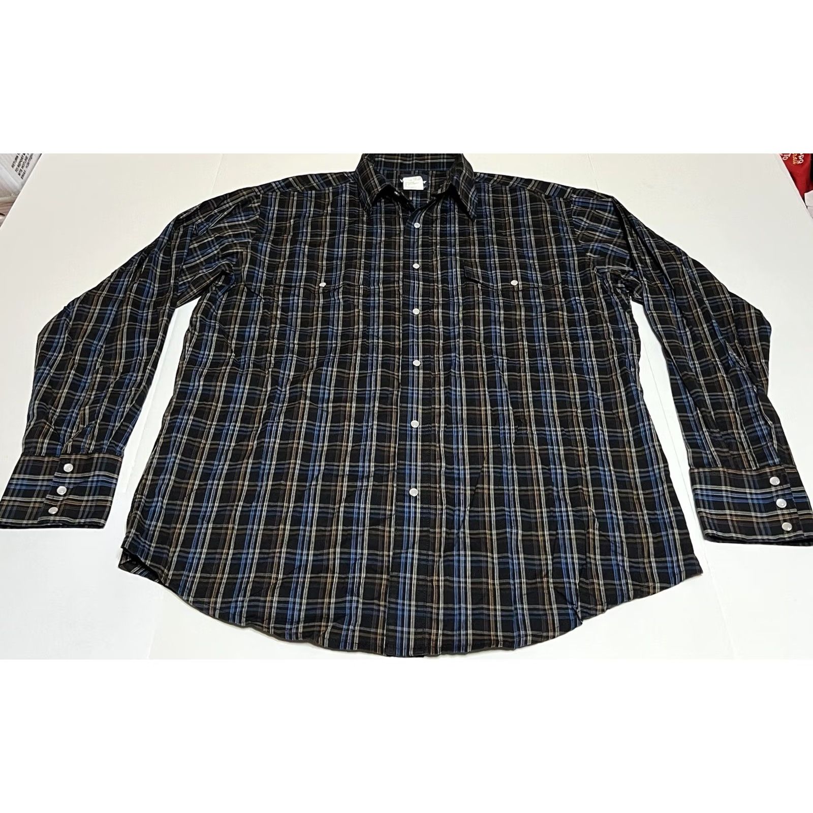 Wrangler Wrangler Western Long Sleeve Pearl Snap Multicolor Plaid Men's XL Size Shirt Size US XL / EU 56 / 4 - 2 Thumbnail