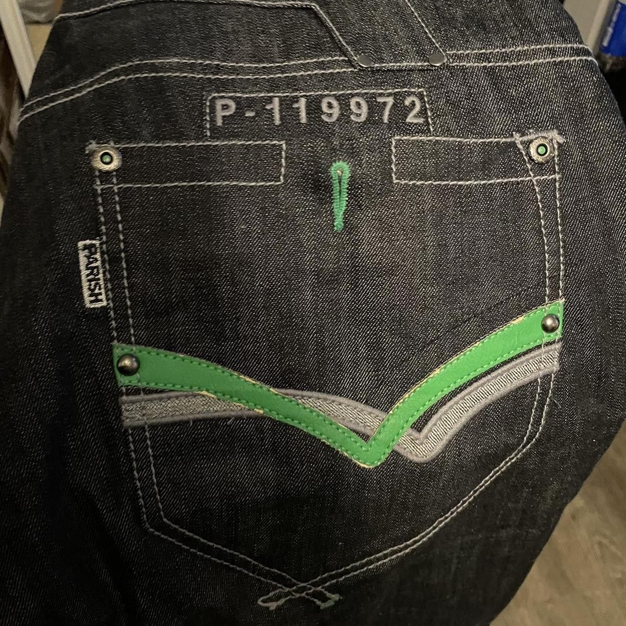 JNCO × Vintage Vintage Y2K Black Parish Embroidered Baggy Wide Leg Jeans Size US 38 / EU 54 - 4 Thumbnail