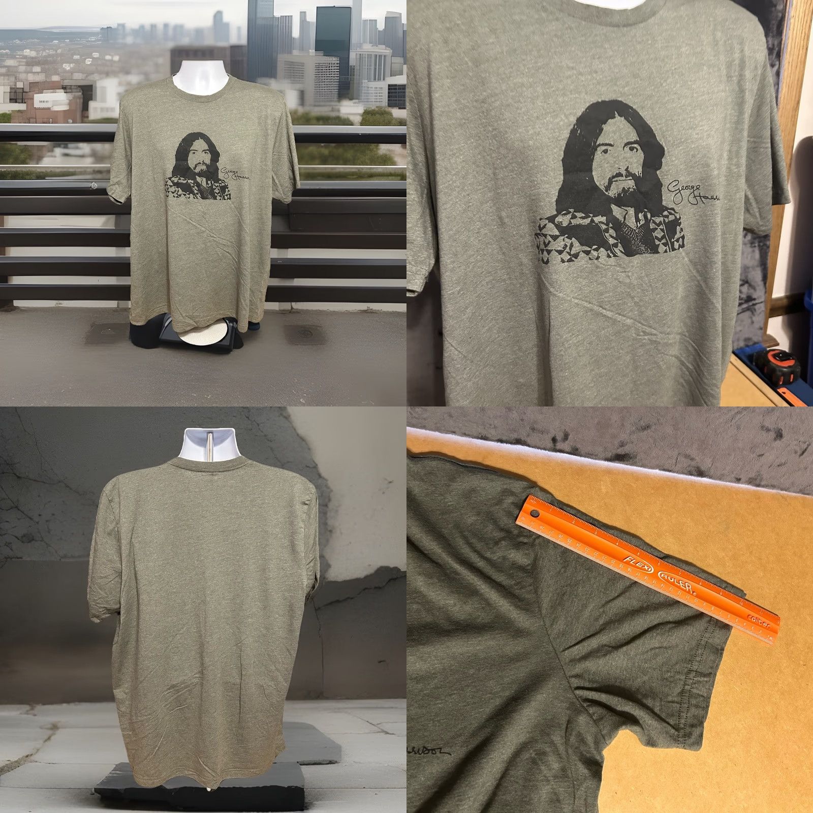 George VINTAGE George Harrison Shirt Men 2XL Heather Green Short Sleeve Front Face Graphic Size US XXL / EU 58 / 5 - 8 Thumbnail