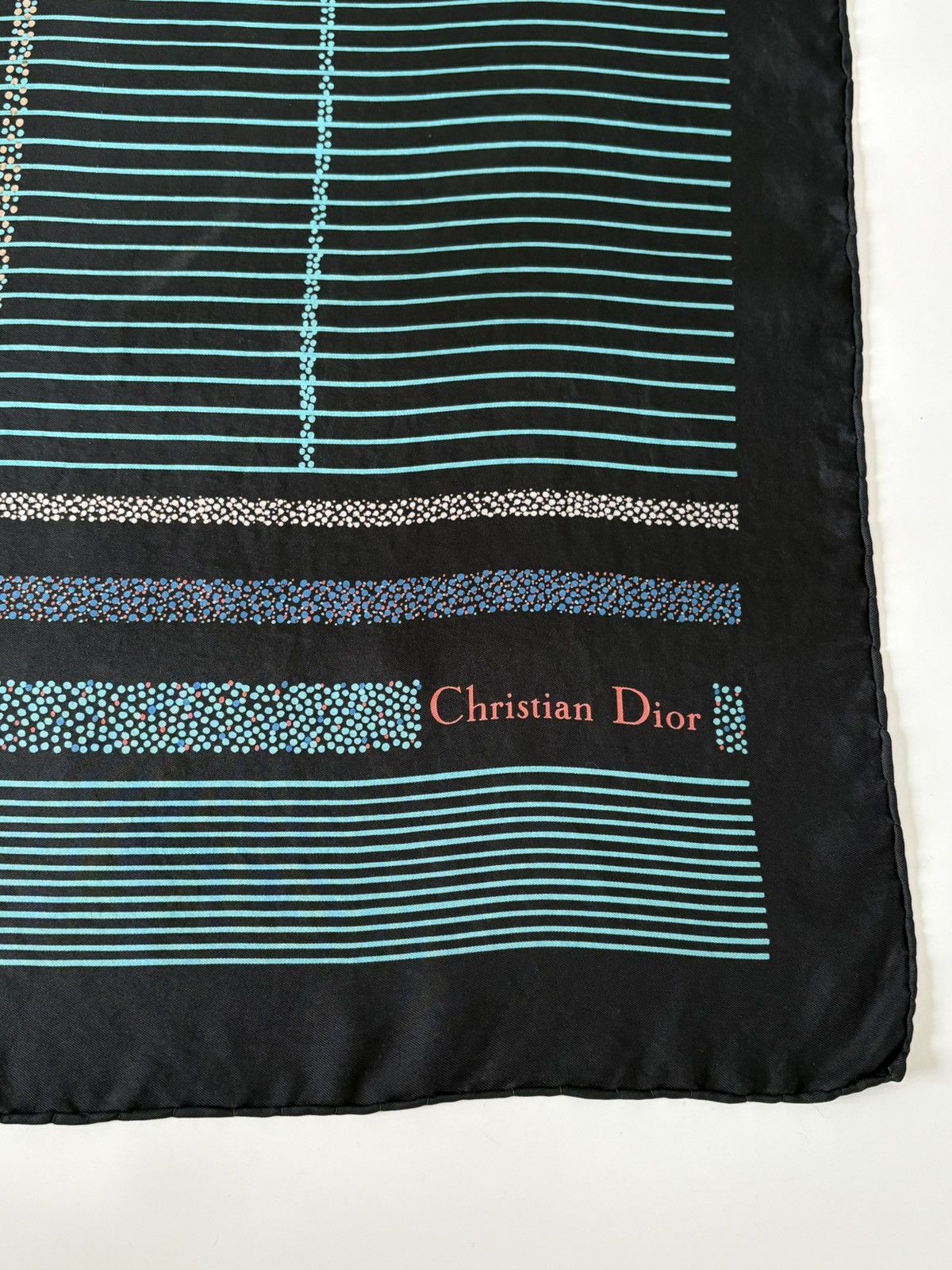 Christian Dior Monsieur Christian Dior Vintage Silk Striped Scarf Blue Black Scarves Size ONE SIZE - 2 Thumbnail