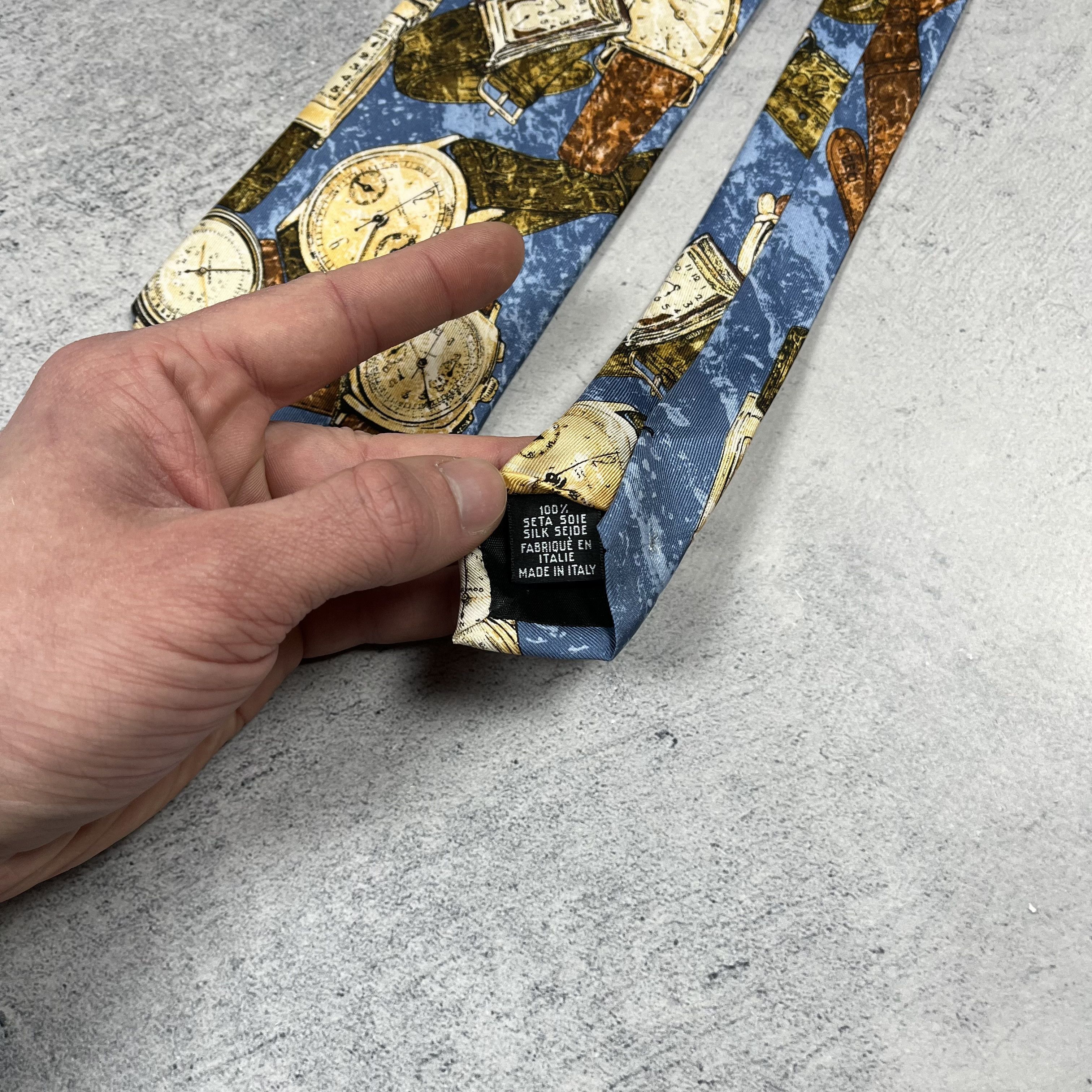 Hugo Boss Vintage Hugo Boss Watch Print Silk Tie 90’s Size ONE SIZE - 8 Thumbnail