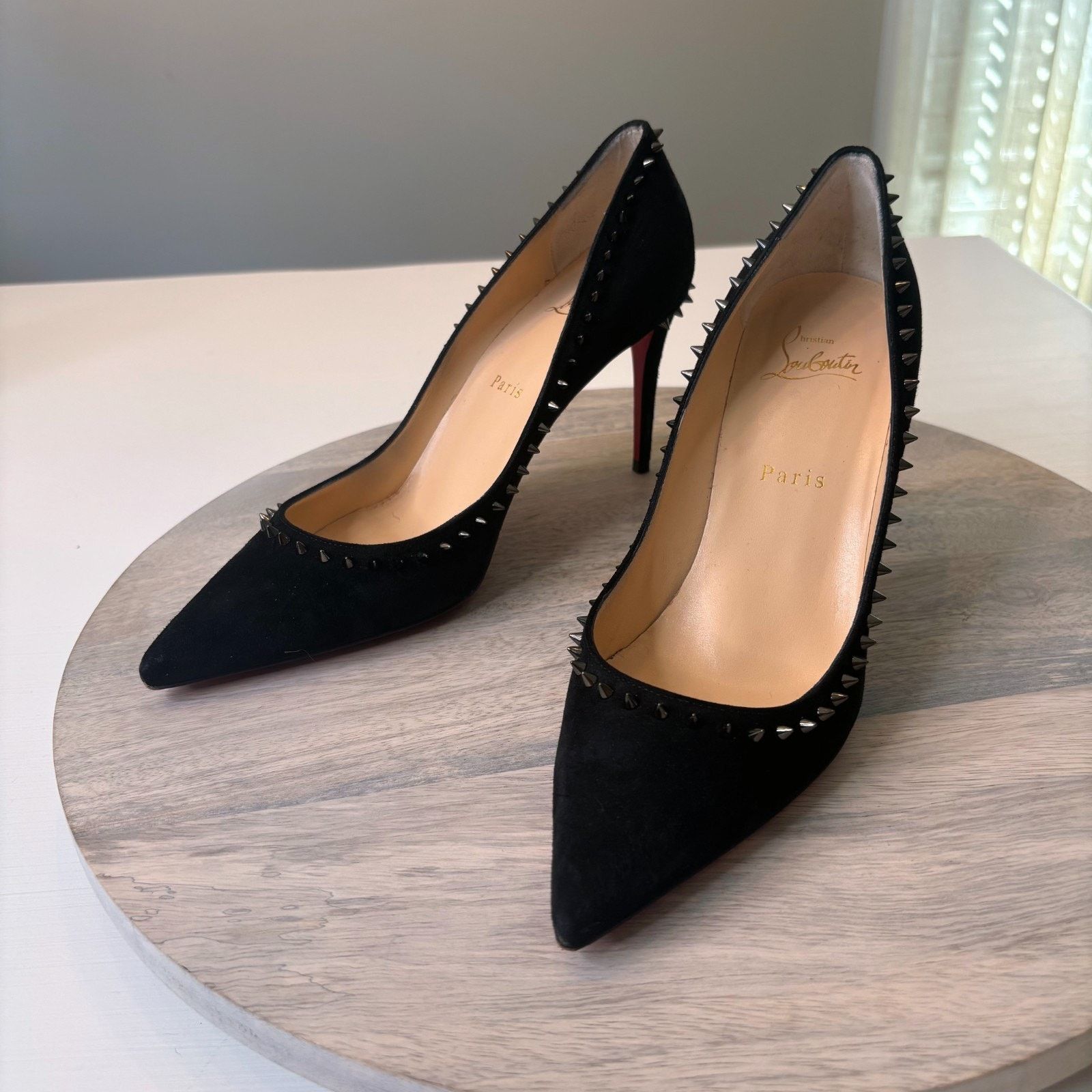 Christian Louboutin Christian Louboutin Follies Black Red Sole Heels Sz 8.5 Size US 8.5 / IT 38.5 - 2 Thumbnail