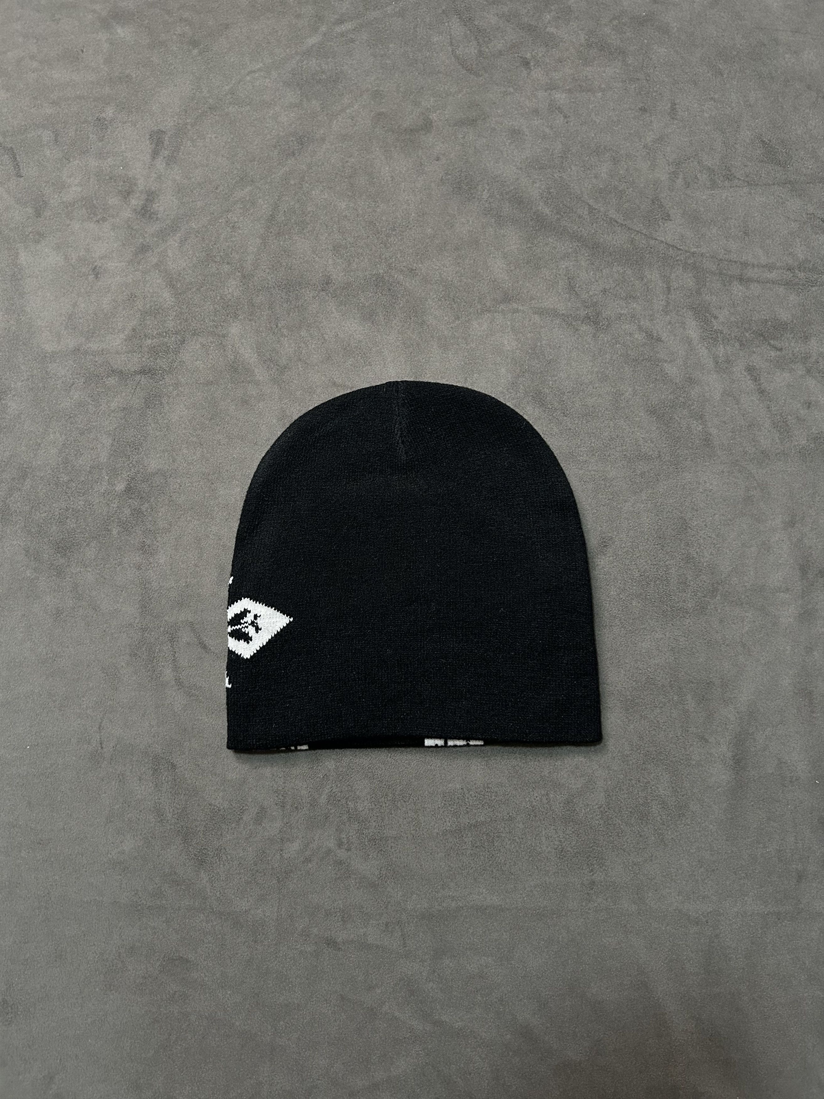 Japanese Brand Rare Double Crosses Graphic No Cuff Knit Beanie Black Hat OS Size ONE SIZE - 5 Thumbnail