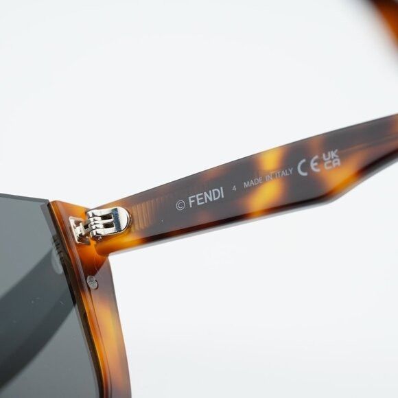 Fendi Fendi FE40136I 53A Sunglasses Havana Shield Frame, Grey Lens Size ONE SIZE - 4 Thumbnail