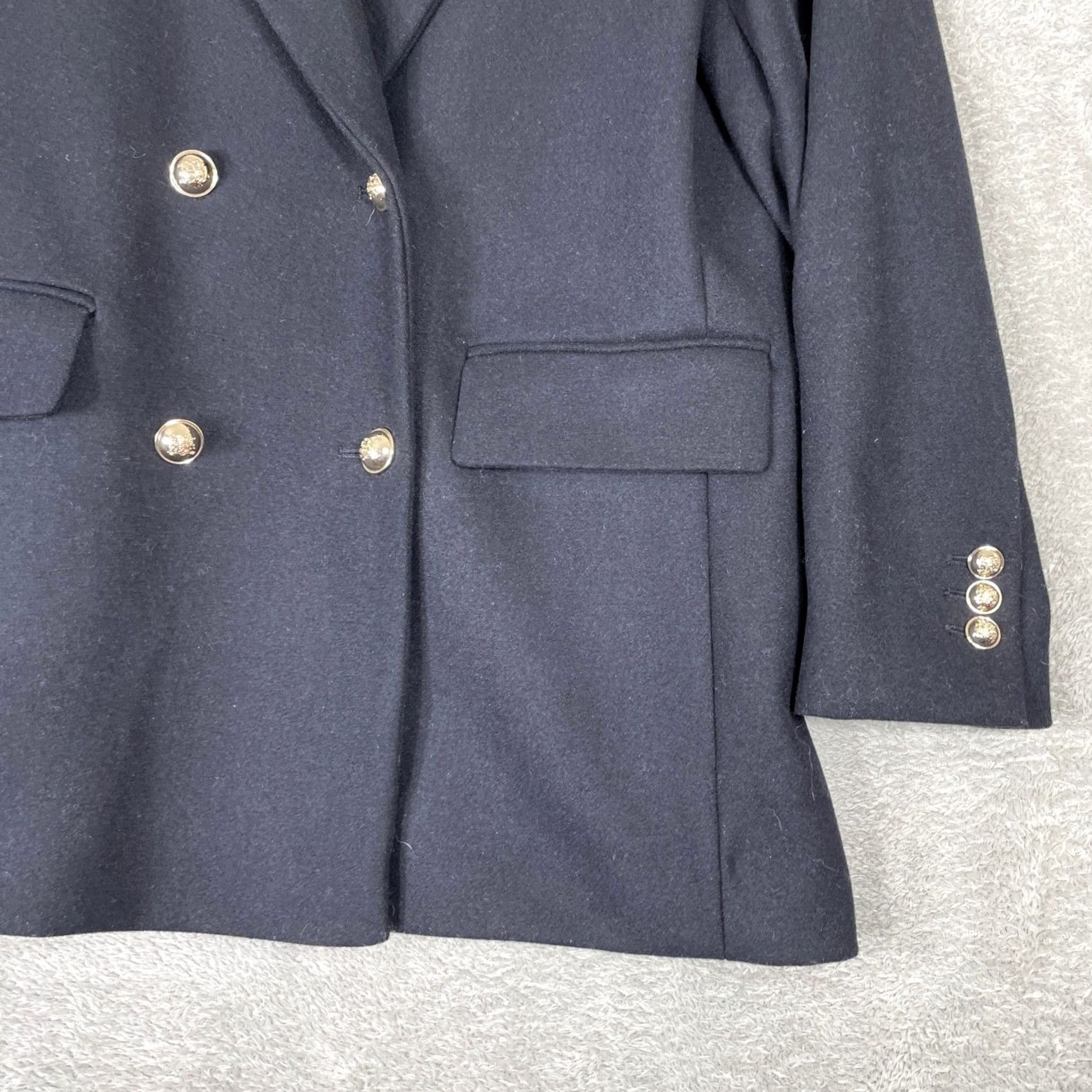 Mango Mango MNG Blazer Womens XS Navy Blue Wool Blend Double Breasted Gold Button Coat Jacket Size XS / US 0-2 / IT 36-38 - 4 Thumbnail