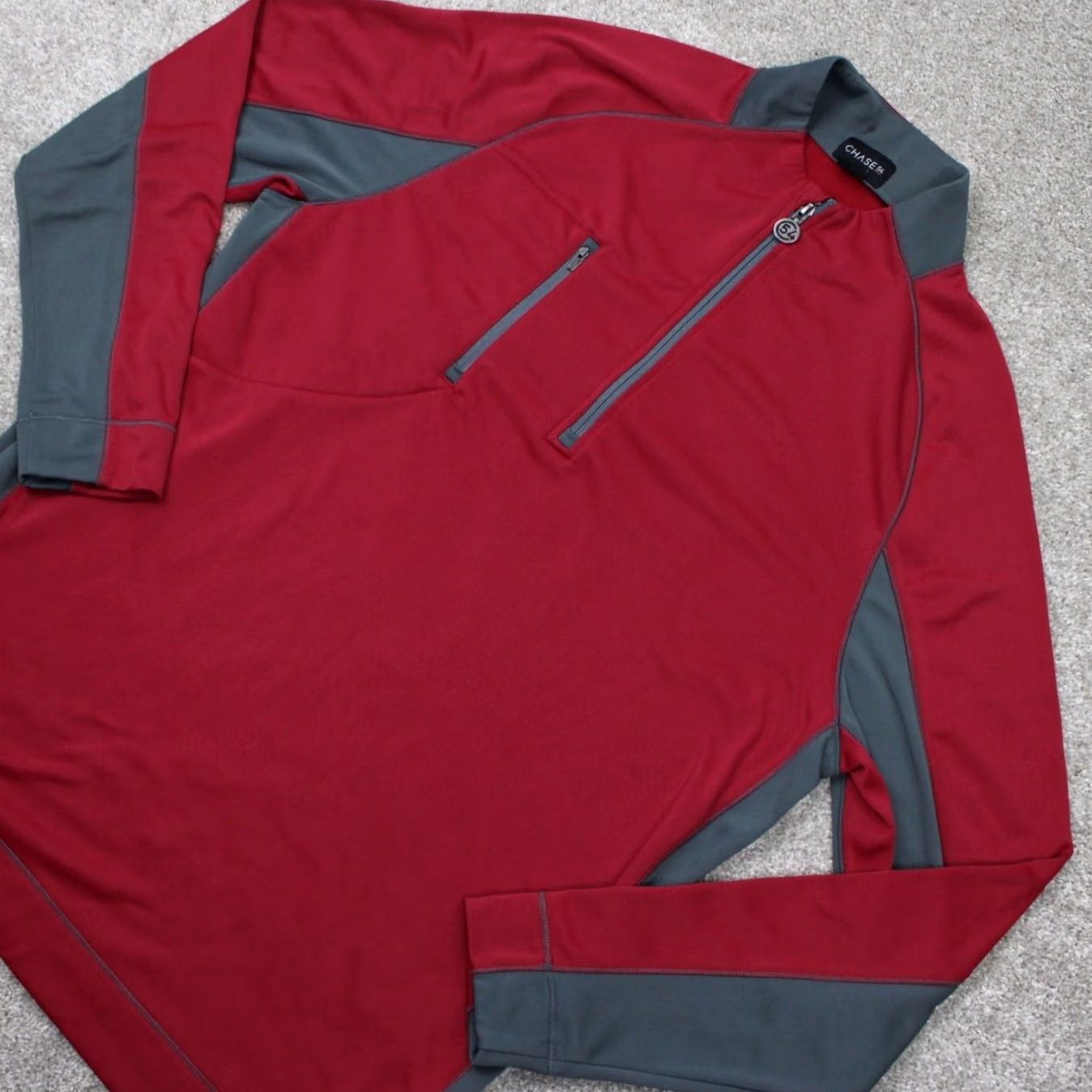 Vintage Chase 54 Sweatshirt Mens XL Red/Gray Golf 1/4 Zip Polyester Long Sleeve Size US XL / EU 56 / 4 - 3 Thumbnail