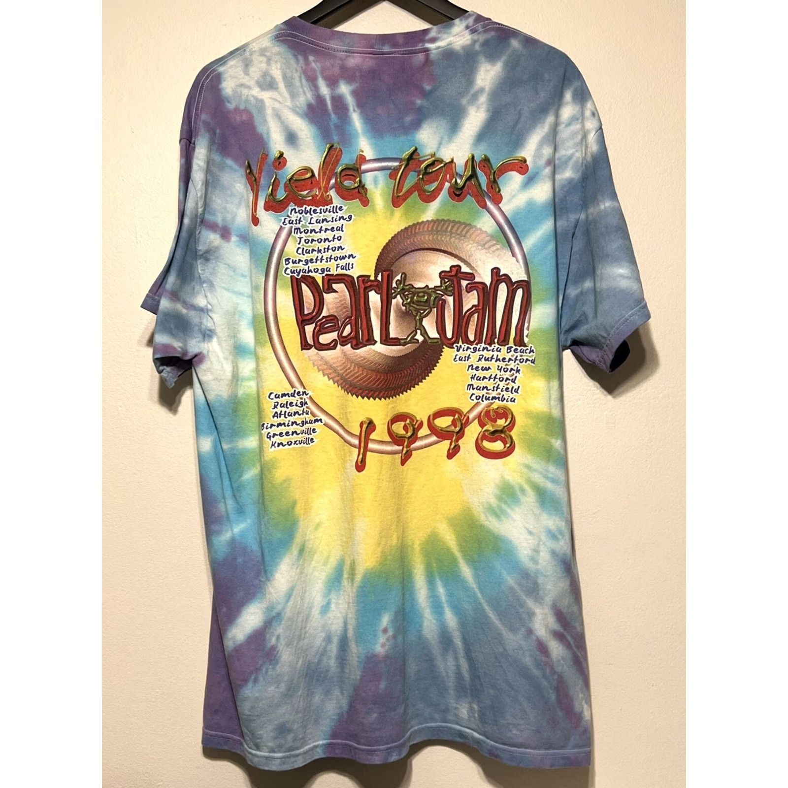 Delta VINTAGE Pearl Jam T-Shirt 1998 Yield Tour Tie Dye XL Delta Pro Weight Mens Size US XL / EU 56 / 4 - 7 Thumbnail