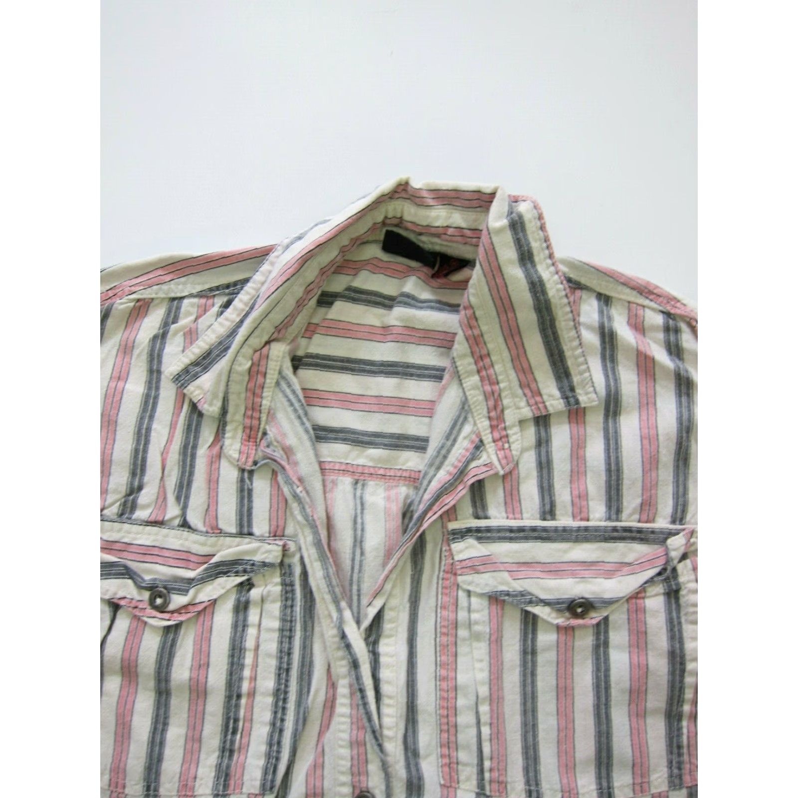 Pinko VINTAGE Gazebo Cotton Pink Stripe Sleeveless Button Down Crop Blouse Women M Size M / US 6-8 / IT 42-44 - 4 Thumbnail