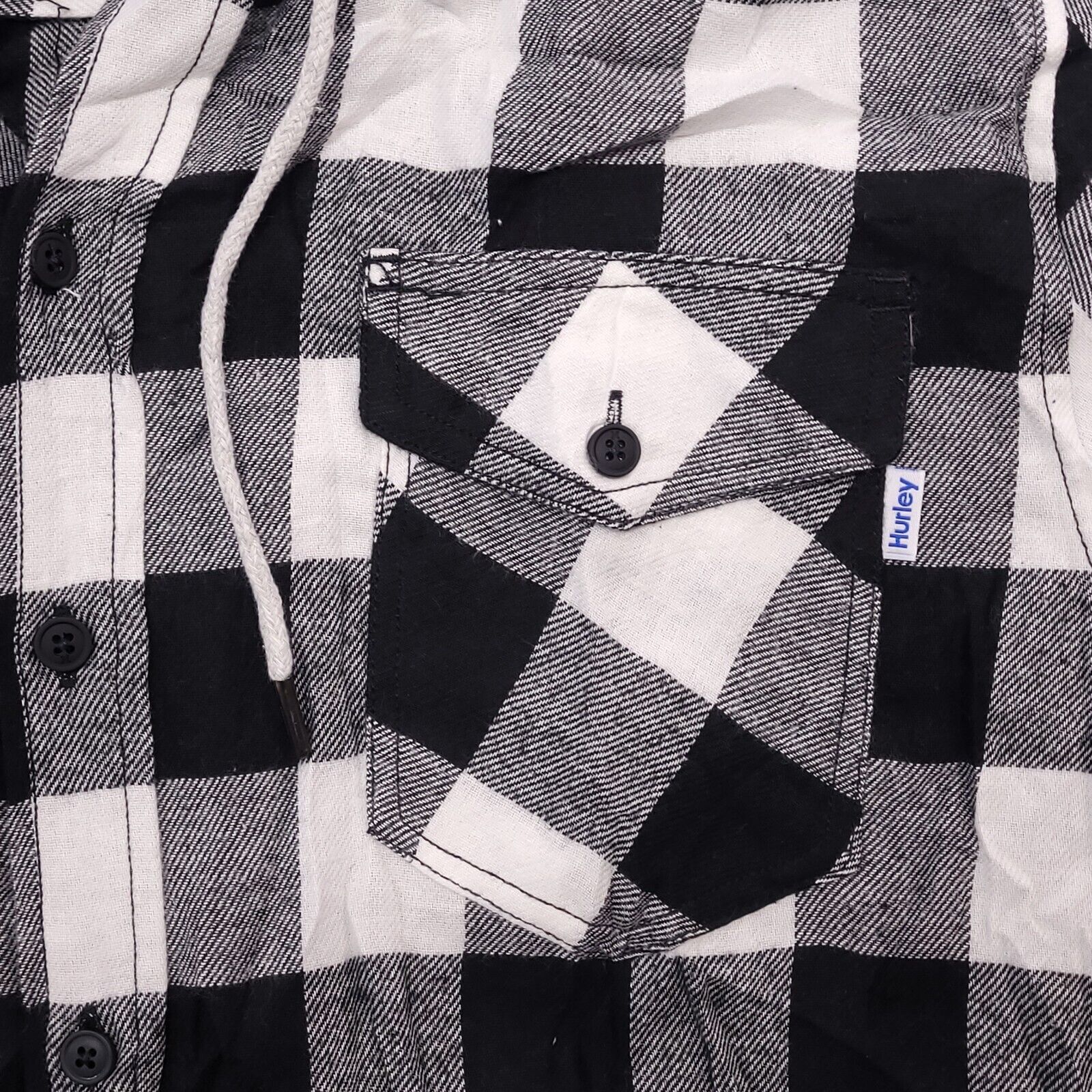 Hurley Hurley Button Up Hoodie Mens Size Medium M White Black Plaid Size US M / EU 48-50 / 2 - 4 Thumbnail