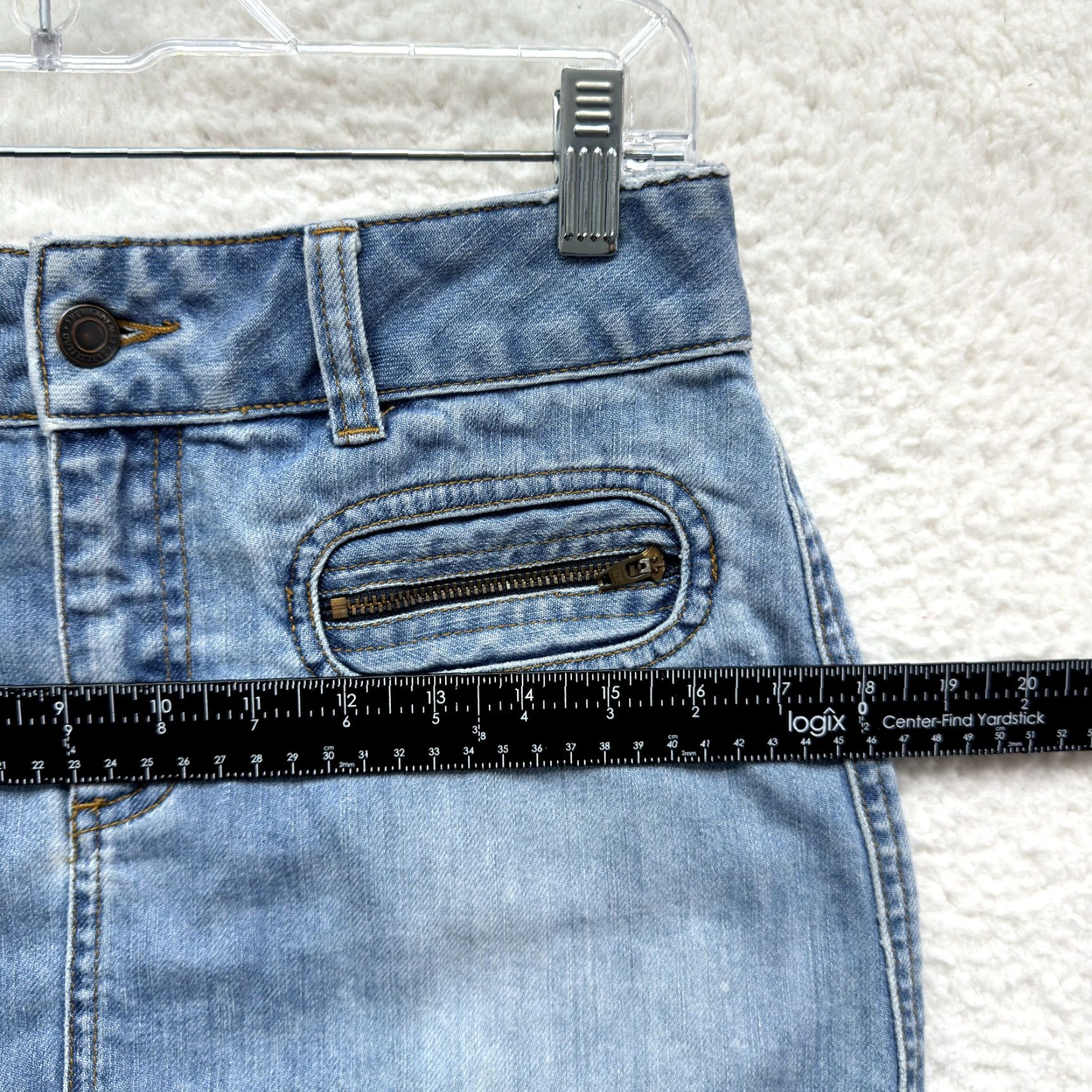 American Eagle Outfitters Y2K Vintage Demin Mini Skirt 6 27 Medium Low Rise Jean Fairy Cyber Grunge Womens Jeans Skirt Size 32" / US 10 / IT 46 - 6 Thumbnail