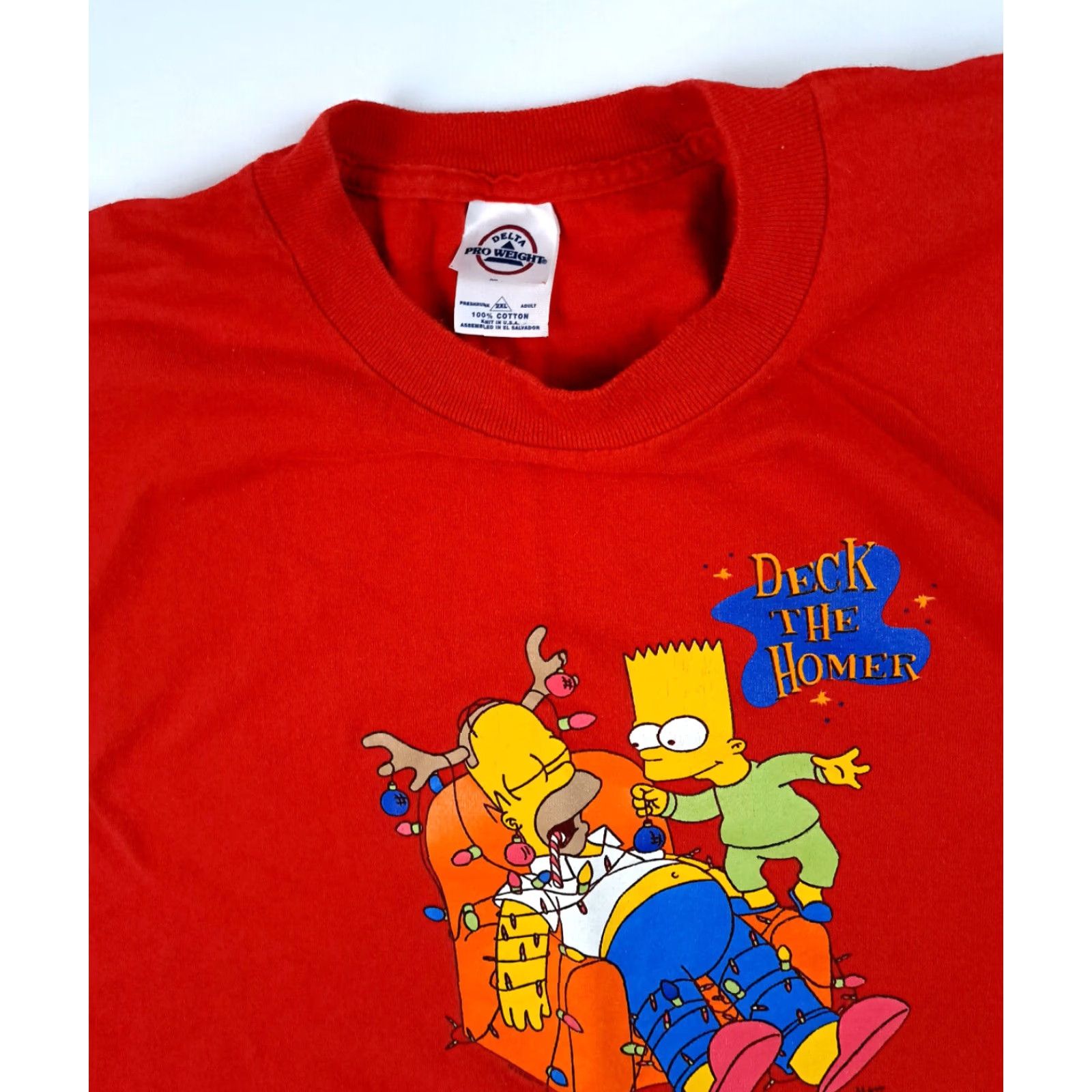 Delta Delta Simpsons Christmas Tee Deck the Homer T-Shirt 2XL Red Mens Short Sleeve Christmas 2XL Size US XXL / EU 58 / 5 - 4 Thumbnail