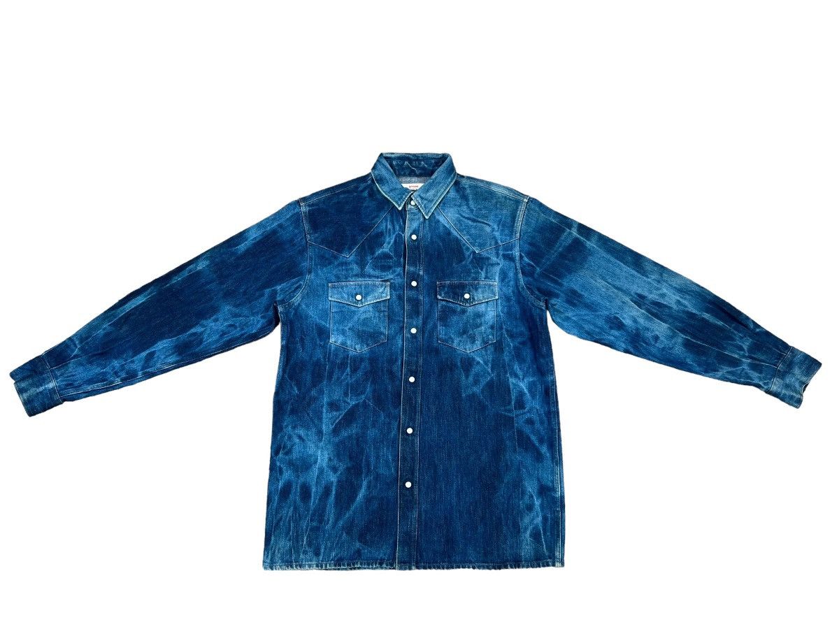 Vintage 90s Beams Japan Bleached Thick Denim Western Shirt