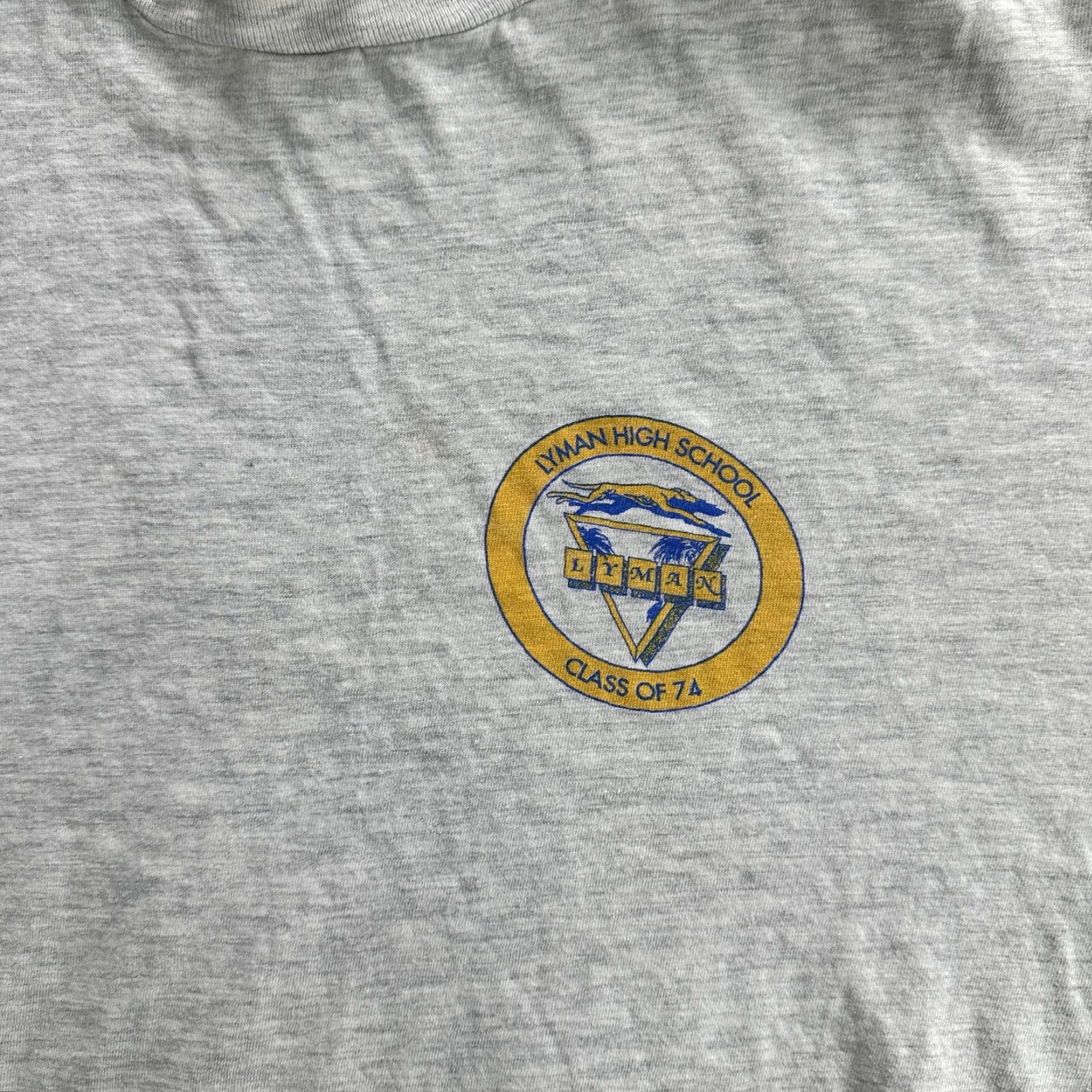 Hanes VINTAGE Lyman High School Shirt Mens XL Gray Class of 74 Hanes USA 90s Tee Size US XL / EU 56 / 4 - 5 Thumbnail