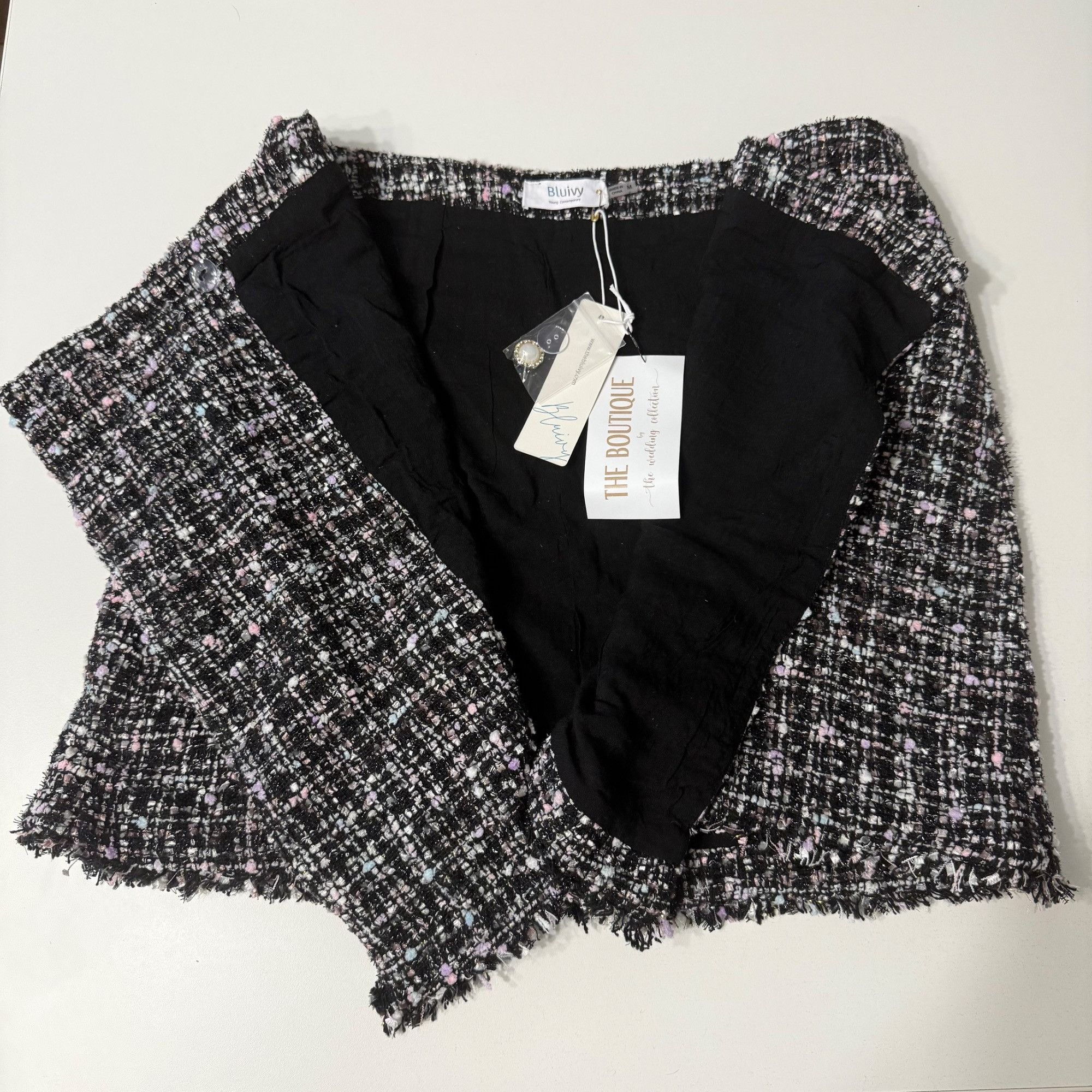 Other Bluivy Black & Pink Tweed Mini Skirt With Pearl Button Detai Size 30" / US 8 / IT 44 - 5 Thumbnail