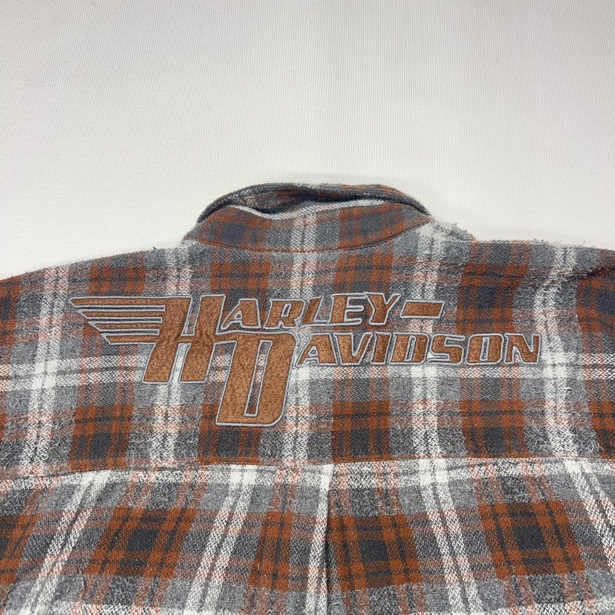 Harley Davidson Harley Davidson Flannel Shirt Brown Button Plaid Motorcycle Size US XXL / EU 58 / 5 - 16 Thumbnail