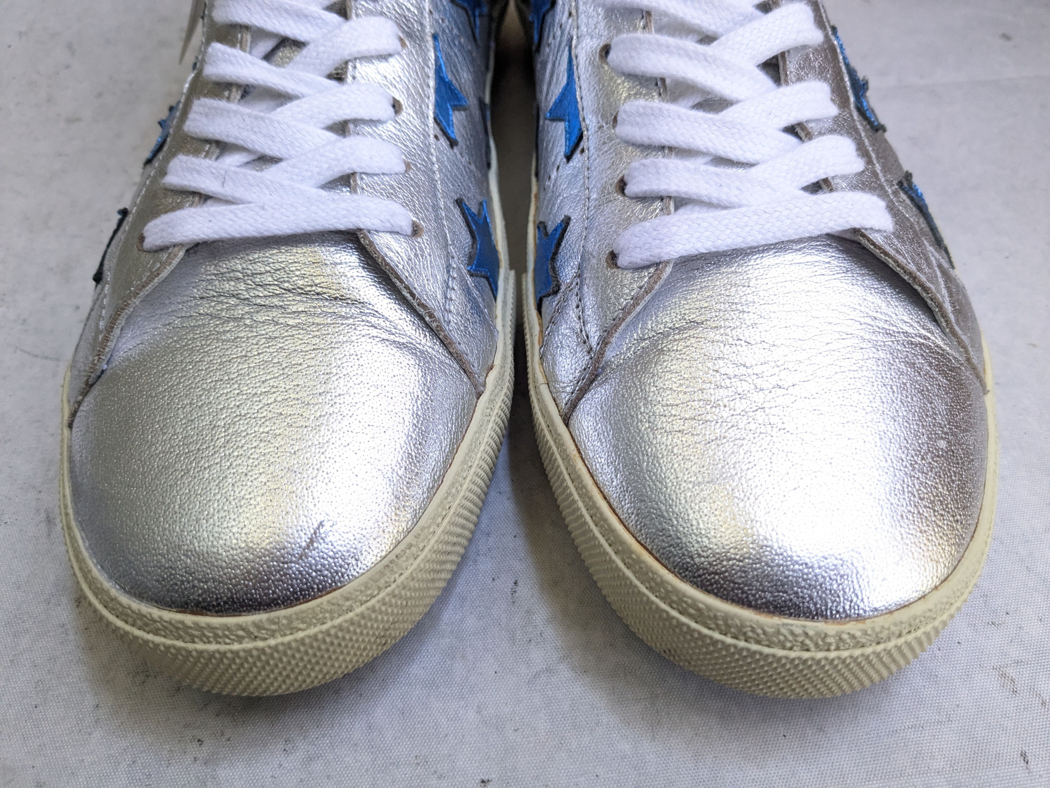 Saint Laurent Paris Saint Laurent High Top Sneakers 11 44 Stars Silver Blue Red Size US 11 / EU 44 - 3 Thumbnail