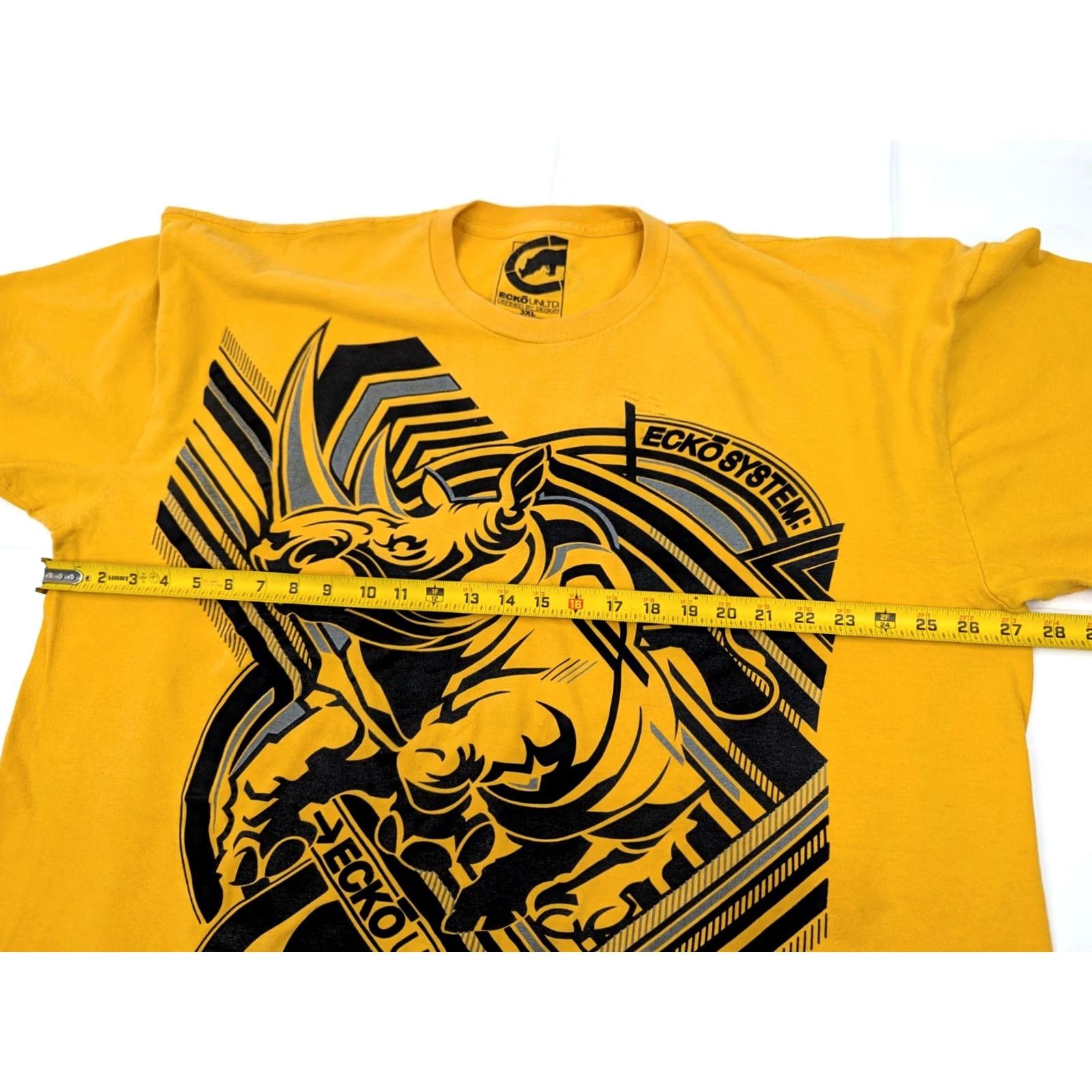 Ecko Unltd. Ecko Unltd. Yellow All Over Print Rhino Graphic Shirt Men 3XL Hip Hop Performance Crew Neck Short Sleeve Shirt Size US XXL / EU 58 / 5 - 7 Thumbnail