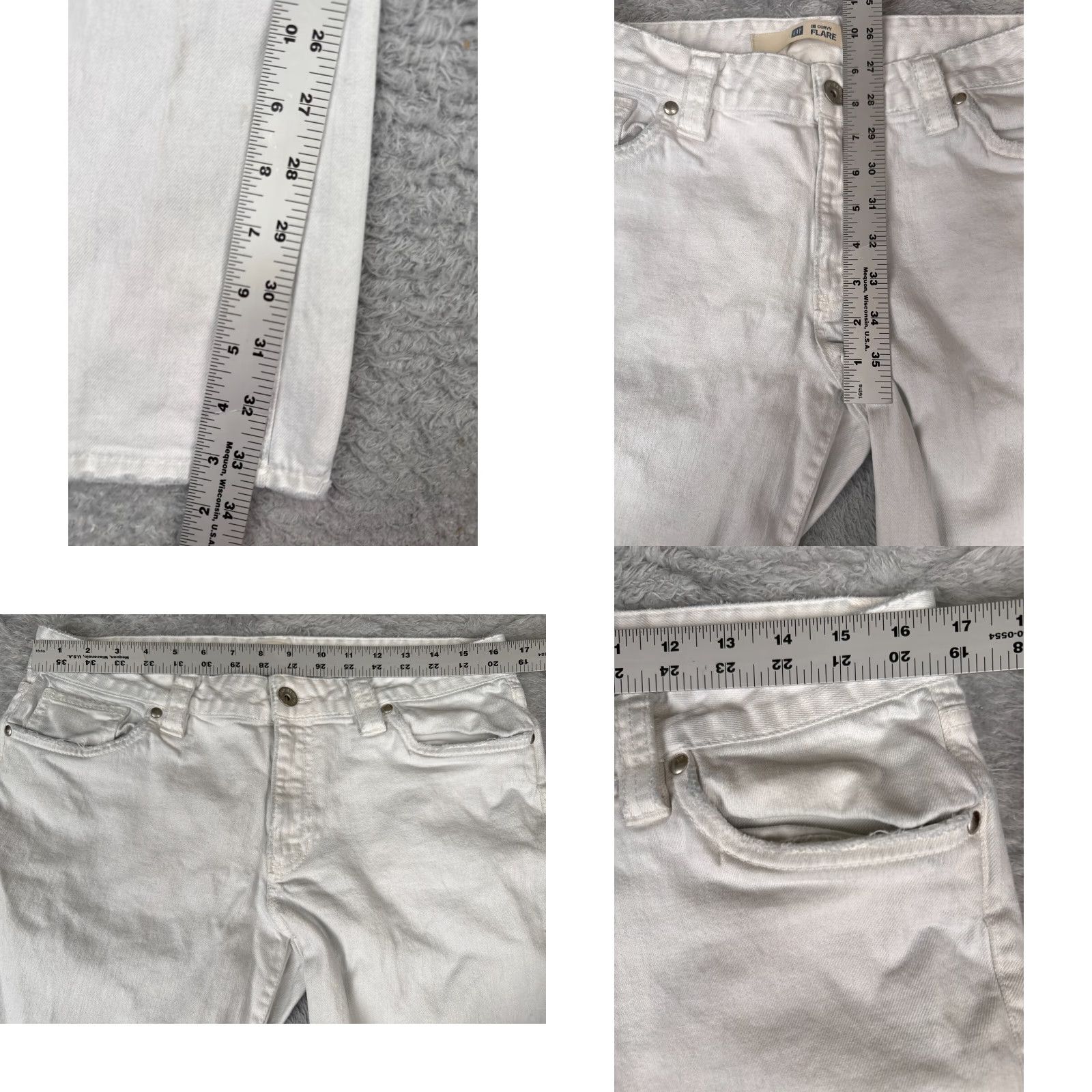 Gap Gap Jeans Womens 12 L White Denim Curvy Flare Mid Rise Cotton READ ME 33x34 Size 34" / US 12 / IT 48 - 8 Thumbnail