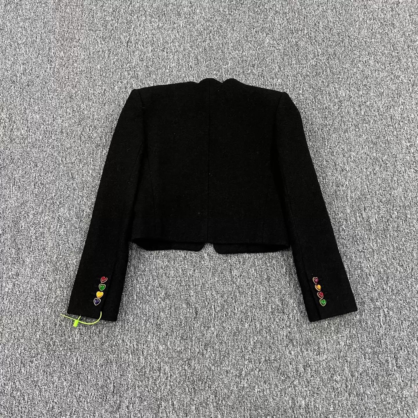 Saint Laurent Paris SLP short black jacket colorful heart button 36 Size XS / US 0-2 / IT 36-38 - 2 Thumbnail
