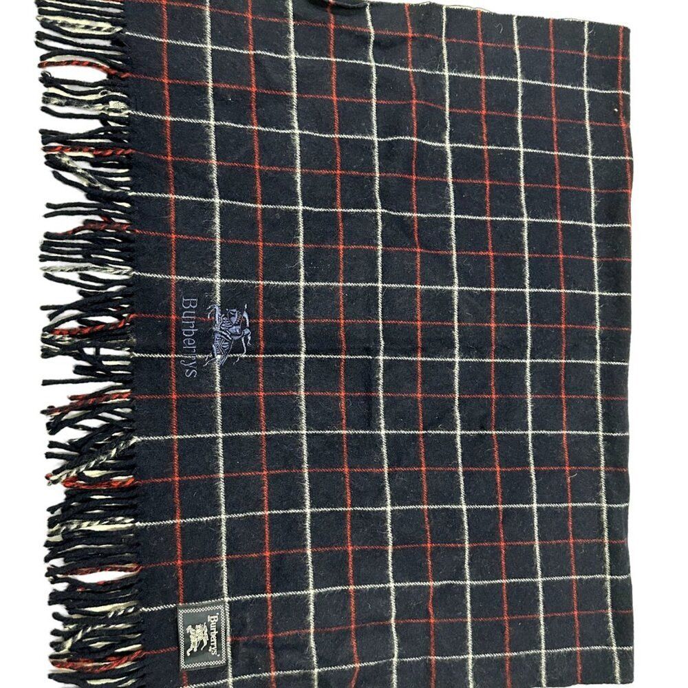 Burberry Burberry Classic Check Unisex Scarf Black 100% Lambswool Size ONE SIZE - 2 Thumbnail
