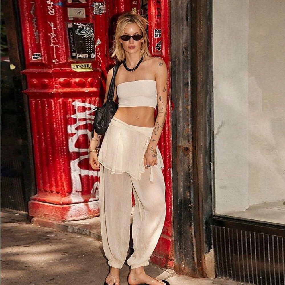 Free People NWT New $128 Free People Tongue Tied Sheer Ivory Balloon Pa Size 36" / US 14 / IT 50 - 1 Thumbnail
