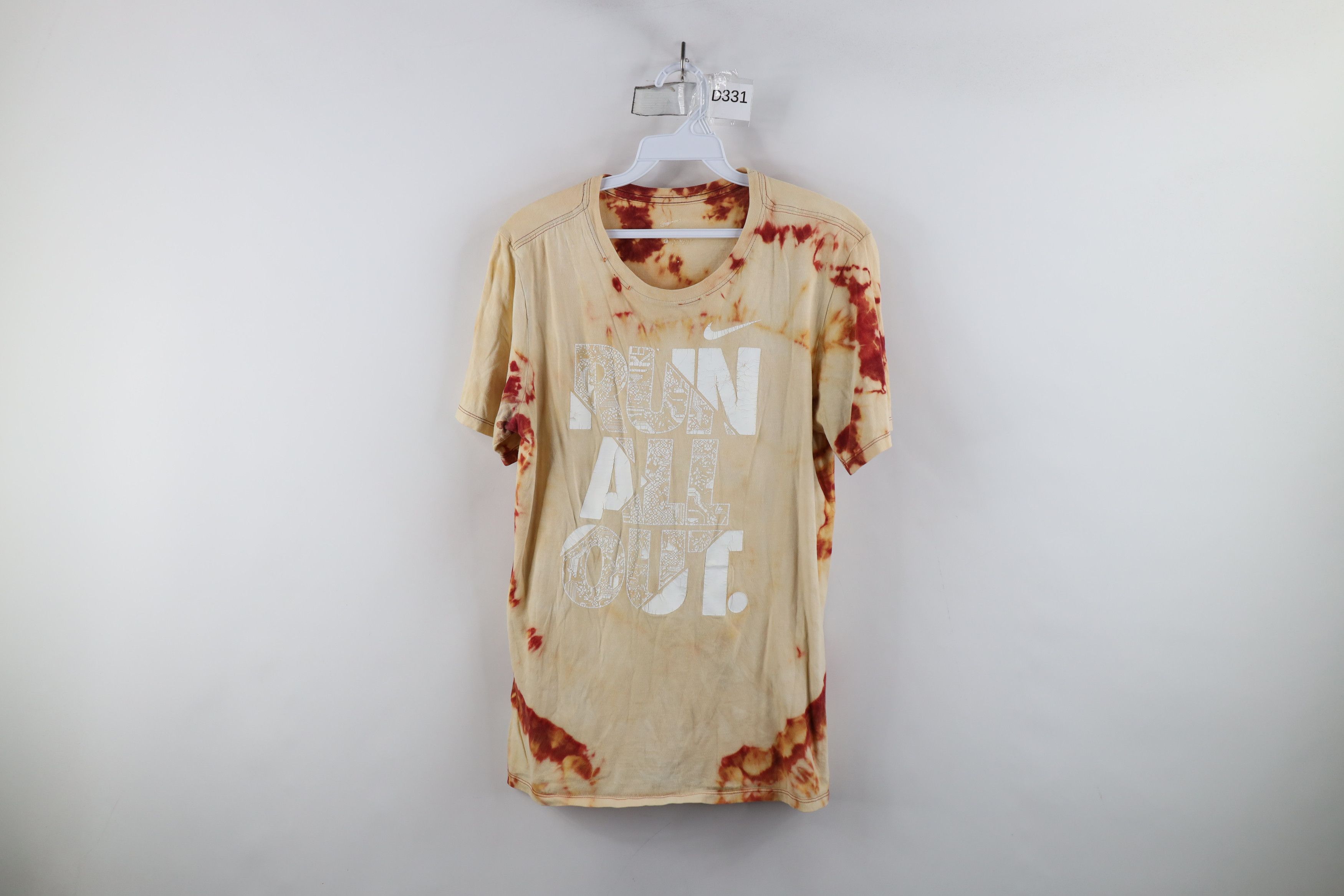 Nike × Vintage Vintage Nike Spell Out Run All Out Acid Wash T-Shirt Size US S / EU 44-46 / 1 - 1 Thumbnail