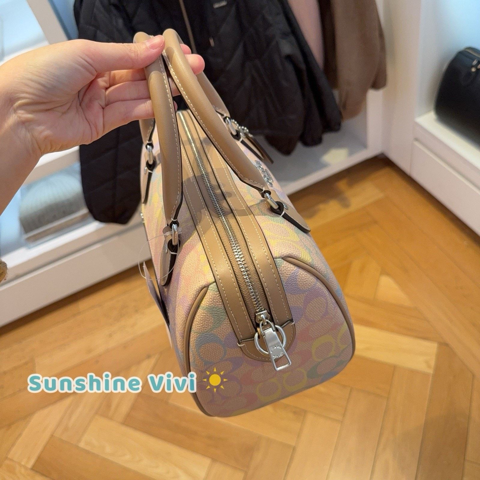 Coach NWT Coach Rowan Satchel Bag Rainbow CDA90 Sand Multi Size ONE SIZE - 5 Thumbnail