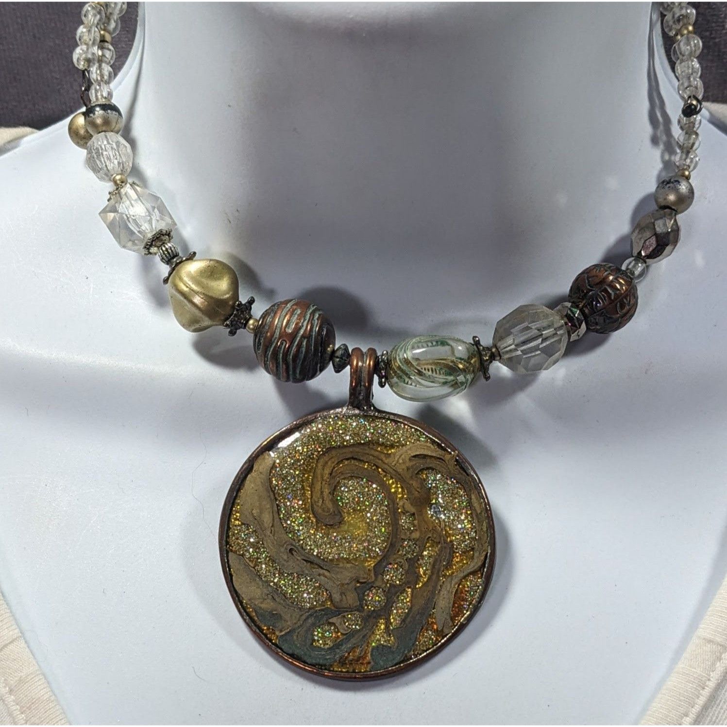 Other Retro Bohemian Glitter Medallion Beaded Coil Necklace Size ONE SIZE - 6 Thumbnail