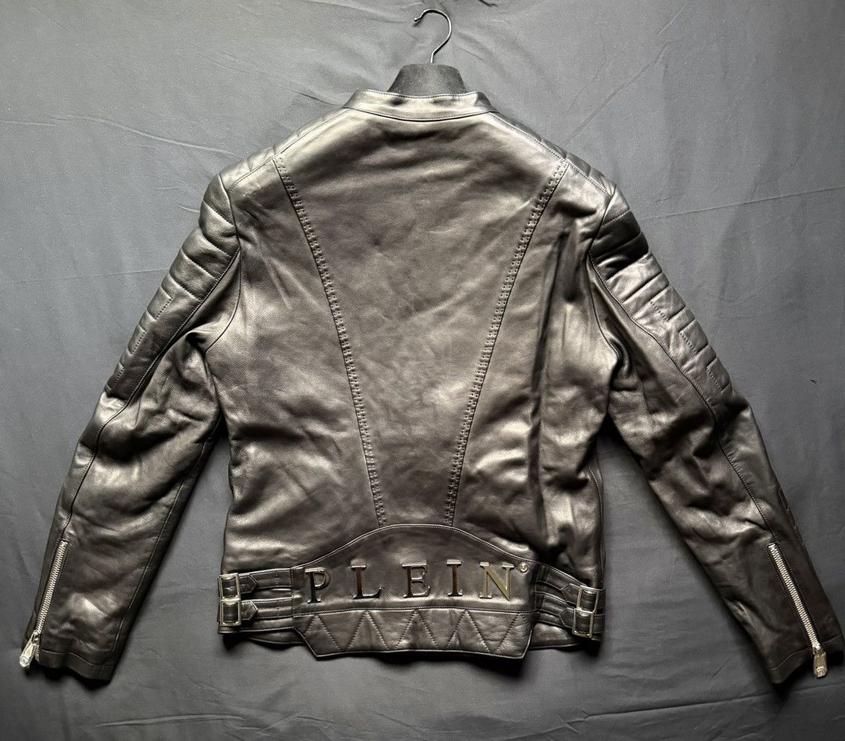 Philipp Plein Philipp Plein Lambskin Leather Biker Jacket Black / XL Size US XL / EU 56 / 4 - 2 Thumbnail