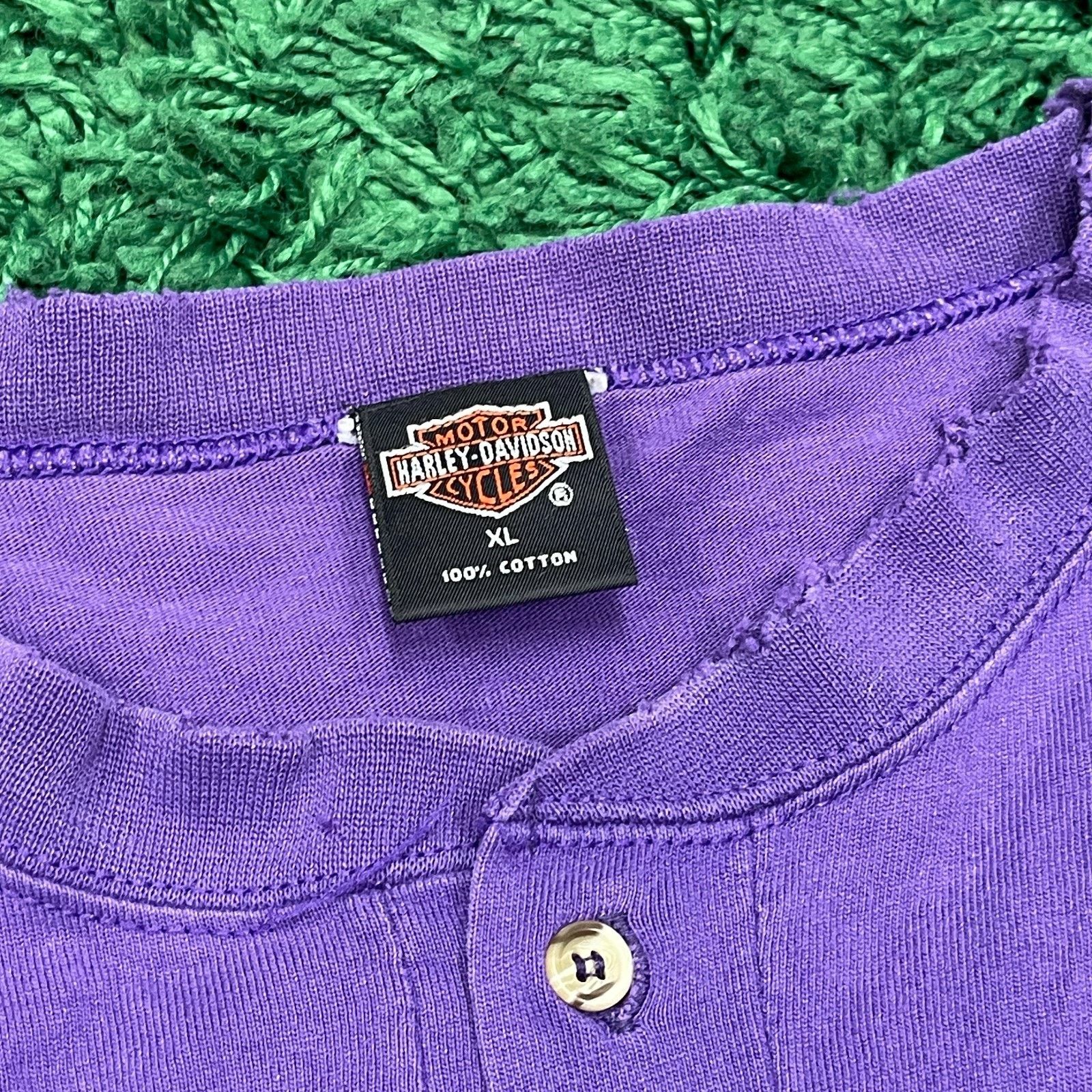 Harley Davidson × Vintage vintage 1997 Harley-Davidson purple long sleeve henley shirt Size US XL / EU 56 / 4 - 5 Thumbnail