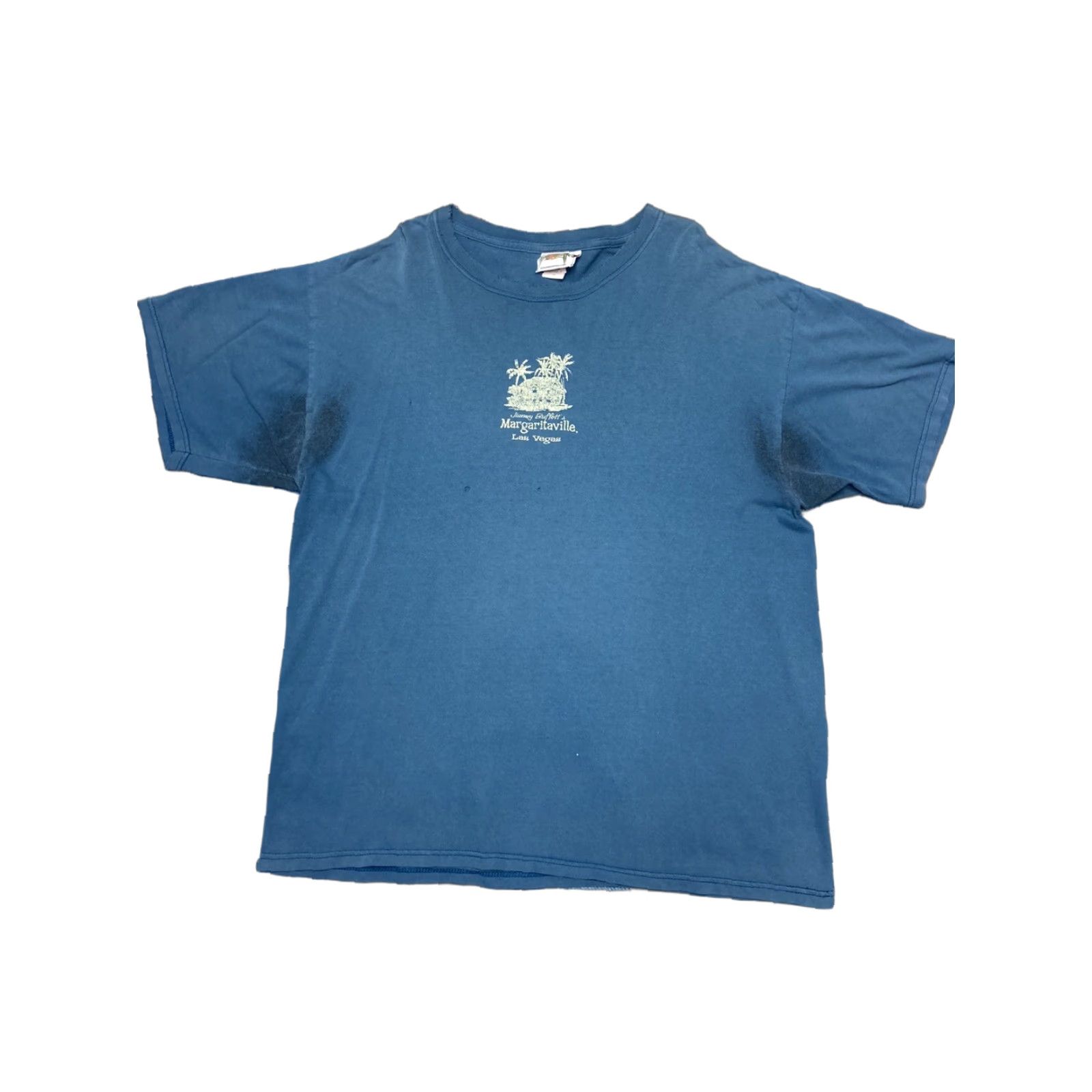Vintage VINTAGE Y2K Jimmy Buffett Margaritaville T-Shirt Vegas Faded Pinholes XL Blue Mens Regular T-Shirt Size US XL / EU 56 / 4 - 1 Thumbnail