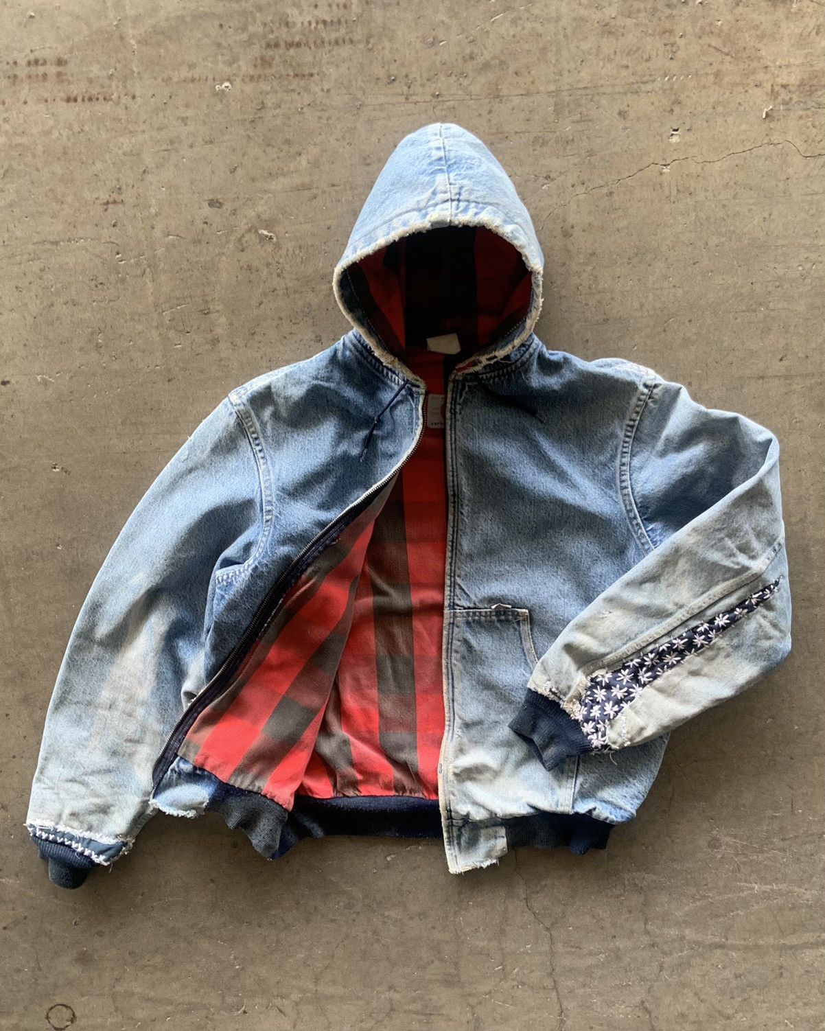 Vintage 80s Carhartt Active Jacket Trashed Faded With Custom 