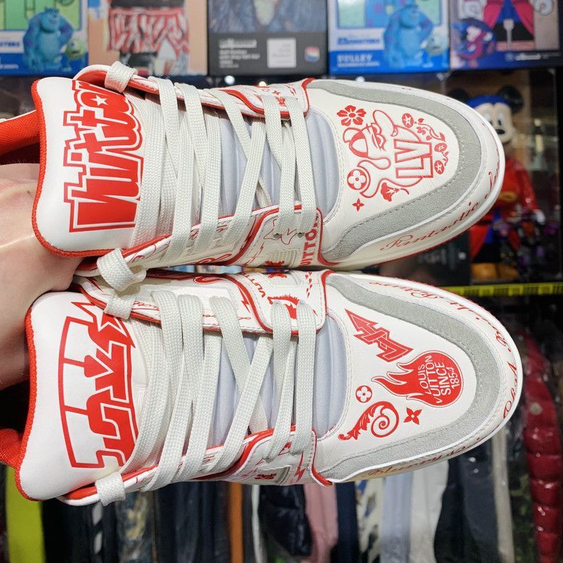 Louis Vuitton Louis Vuitton Trainer Low Top Sneakers with Red Graphics -2 Size US 8 / EU 41 - 8 Thumbnail