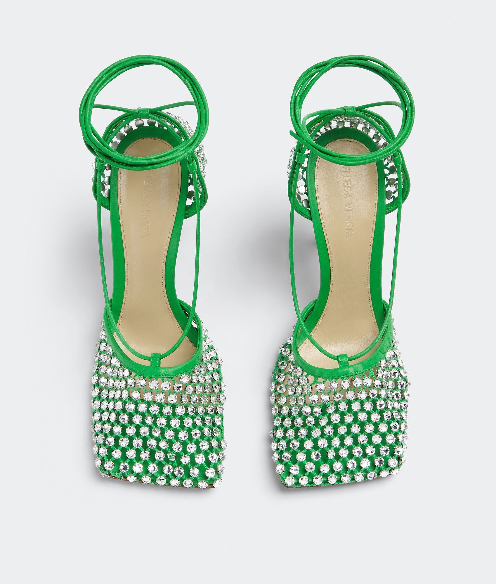 Bottega Veneta o1bcso1str0425 Sparkle Stretch Sandals in Parakeet/Crystal Size US 6 / IT 36 - 4 Thumbnail