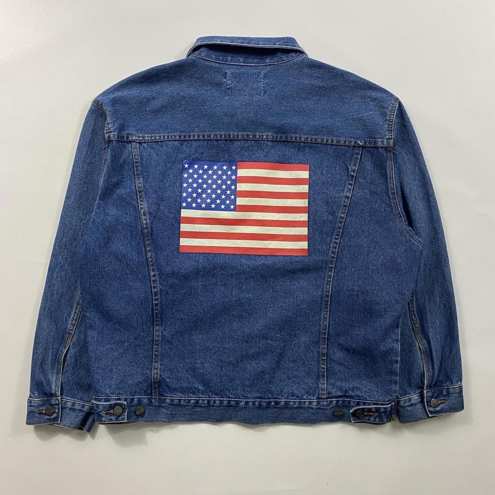 Vintage Vintage 90s Mac Sport American Flag Denim Jacket Size US L / EU 52-54 / 3 - 1 Thumbnail