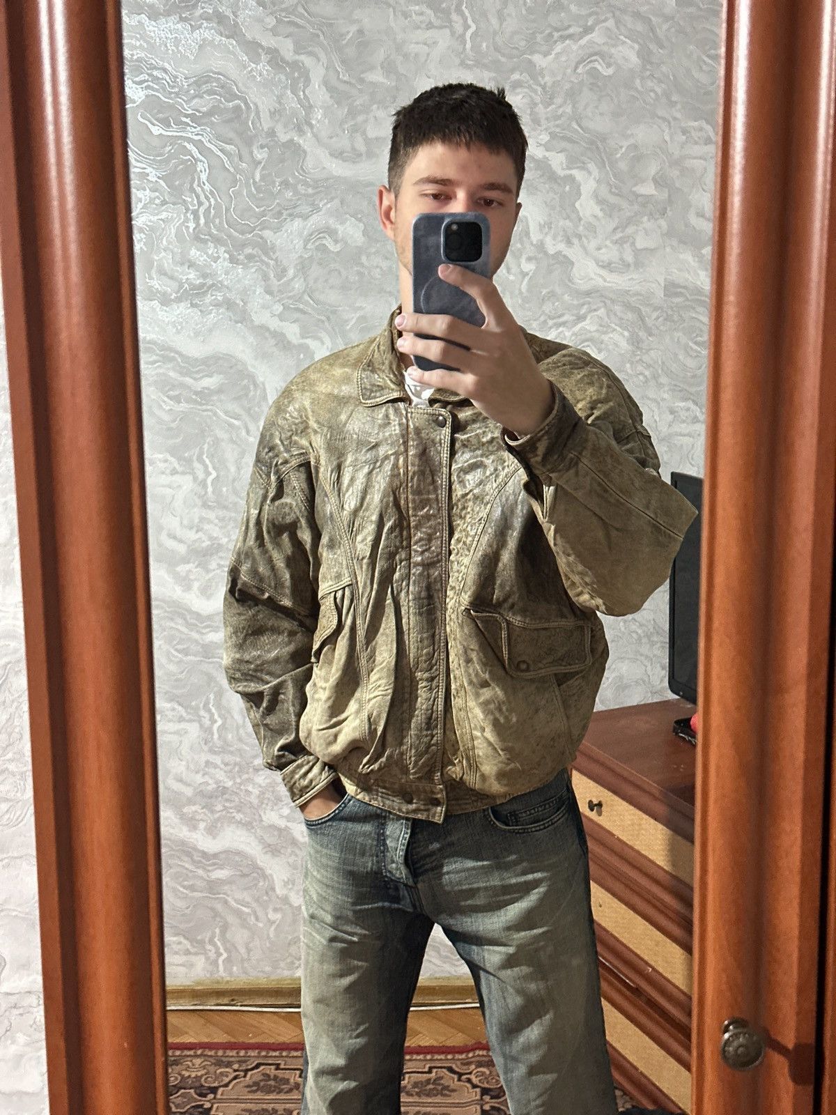 Japanese Brand Vintage Y2K Outfit Vera Pelle Leather Bomber Jacket Size US L / EU 52-54 / 3 - 3 Thumbnail
