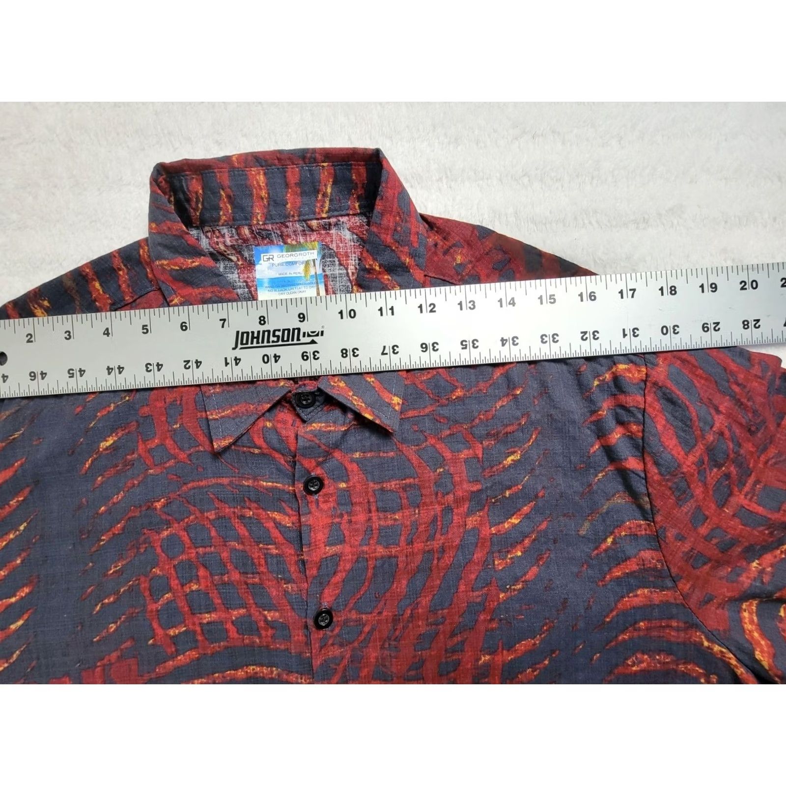 George Georg Roth Men Red Navy Abstract Print Short Sleeve Button-Up Shirt Large Casual Shirt Size US L / EU 52-54 / 3 - 4 Thumbnail