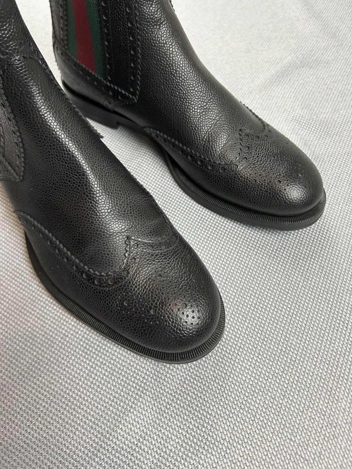 Gucci Gucci Strand Web Wing Tip Black Leather Chelsea Boots Shoes Size US 8 / EU 41 - 6 Thumbnail
