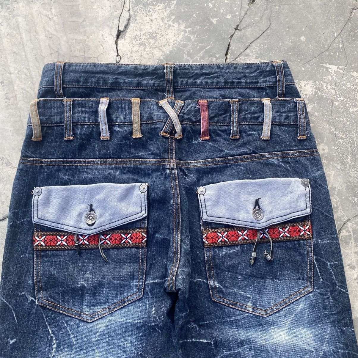 Japanese Brand × Vintage Nylaus Double Waist Claw Mark Jeans Size US 29 - 3 Thumbnail