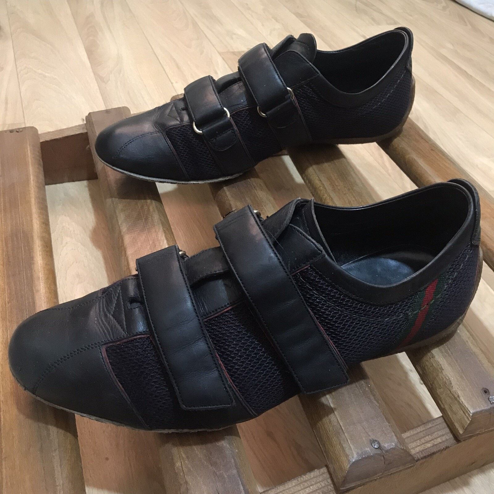 Gucci GUCCI Sneakers Black Leather Low Top CANVA Made in Italy Size US 8 / EU 41 - 2 Thumbnail