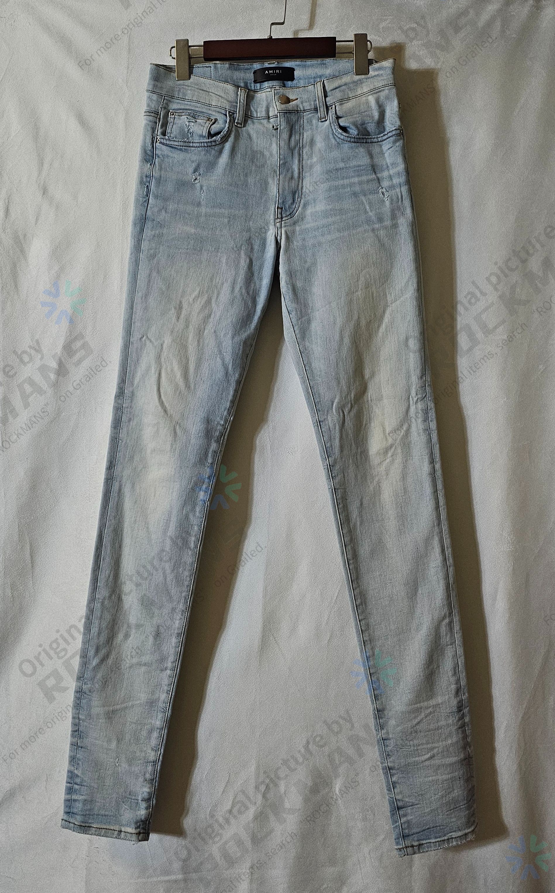 Amiri Blue Washed & Distressed Slim Fit Jeans Size 31