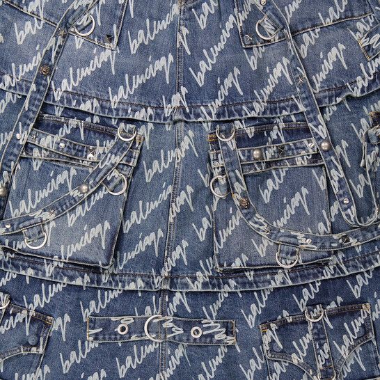 Balenciaga 🔥SUPER RARE🔥 Raver Denim All over Logo Skirt Size US 30 / EU 46 - 3 Thumbnail