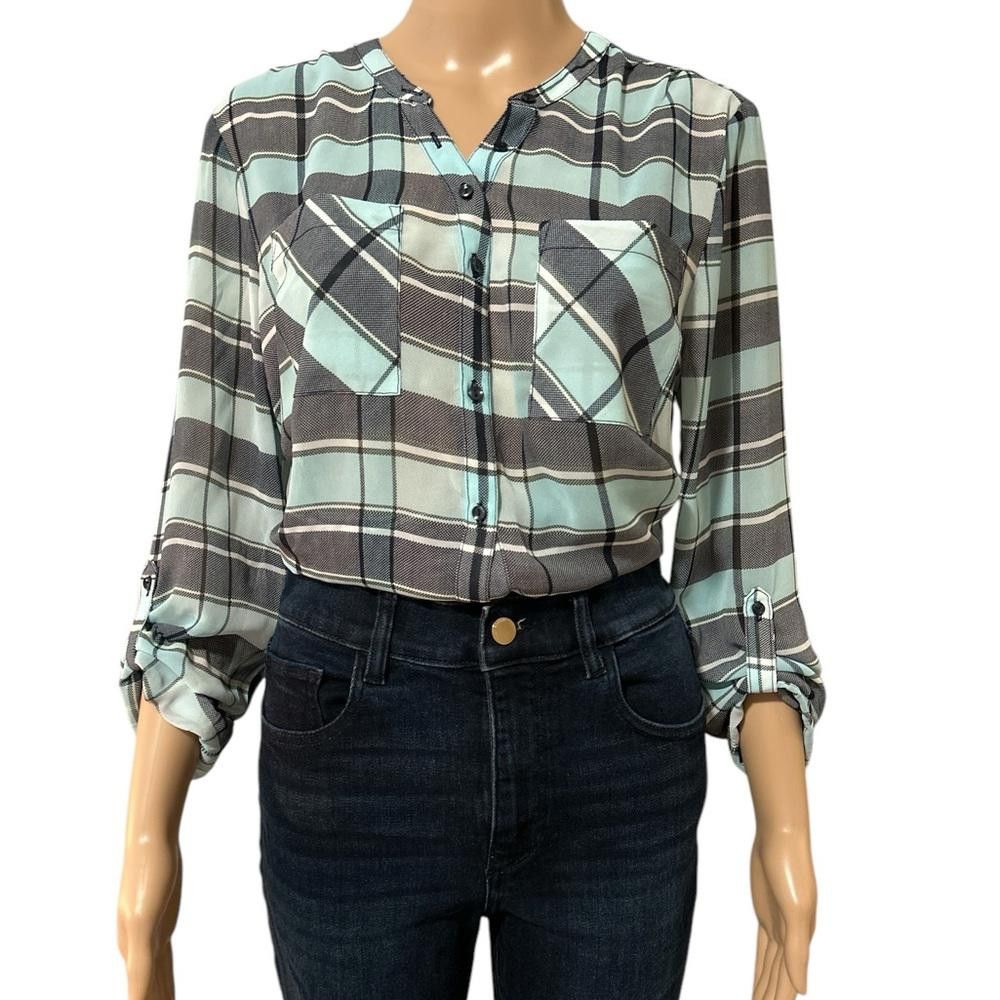 Designer Plaid Button-Up Women’s Top Size L / US 10 / IT 46 - 1 Thumbnail