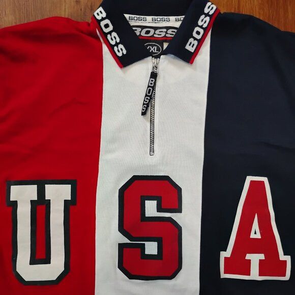 Hugo Boss Vintage Boss America USA Big Logo Rugby Polo Shirt Size US XXL / EU 58 / 5 - 1 Thumbnail
