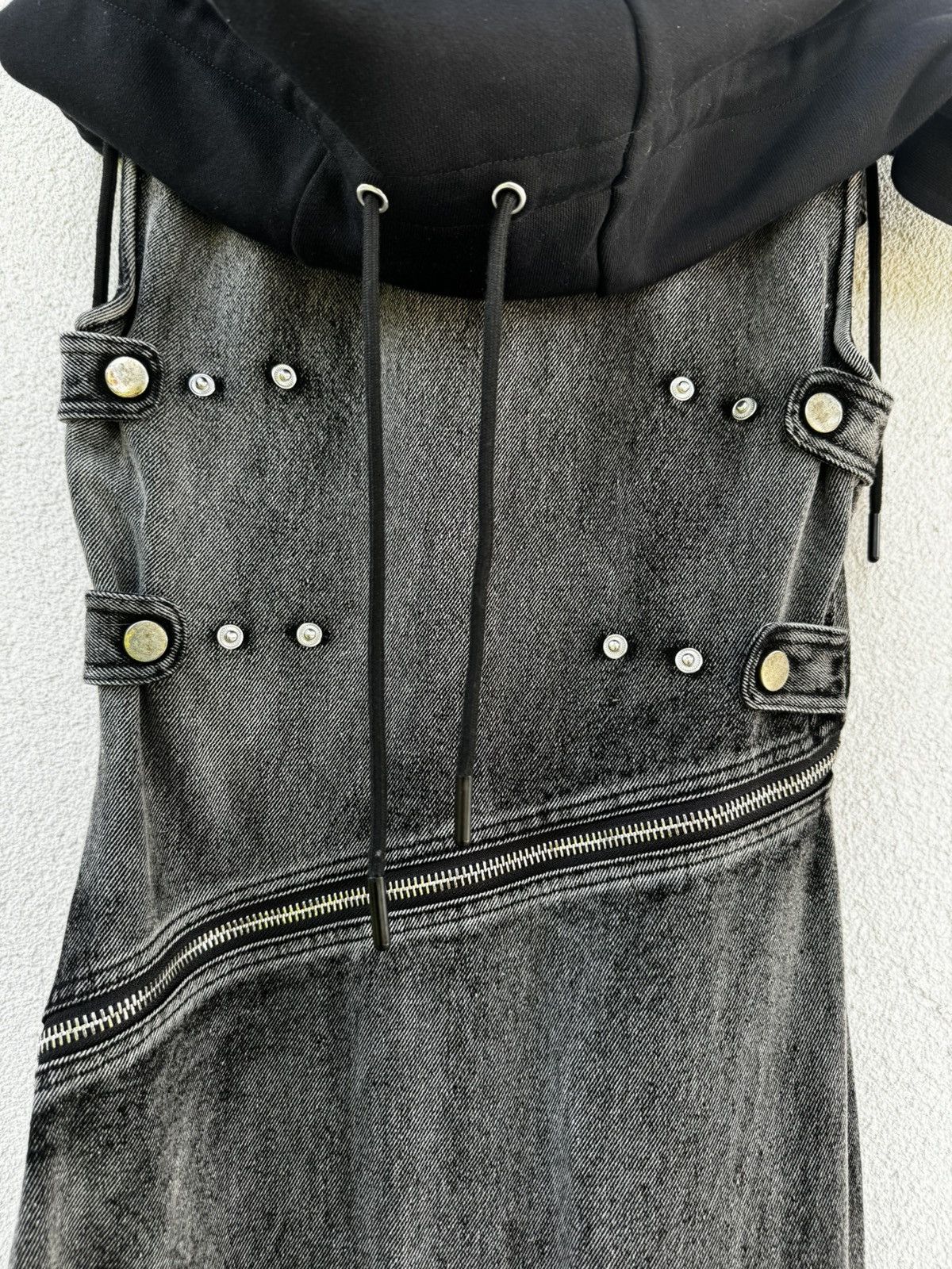 No Faith Studios NO/FAITH STUDIOS denim Gown S Black Zipped faded hooded 4.6k Size S / US 4 / IT 40 - 16 Thumbnail