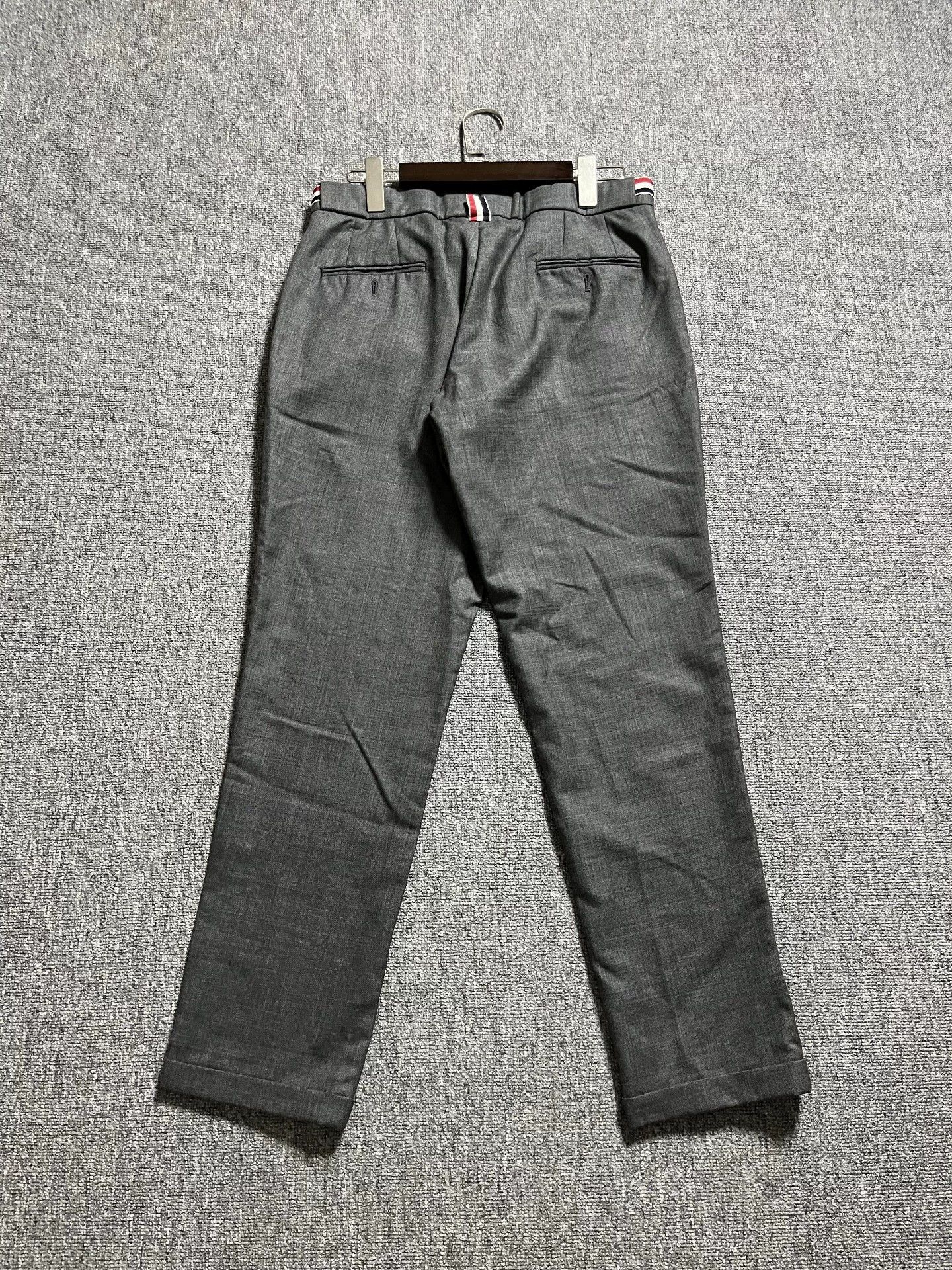 Thom Browne Thom Browne Men's Gray 100% Wool Straight Cuffed Pants 3 Size US 34 / EU 50 - 2 Thumbnail