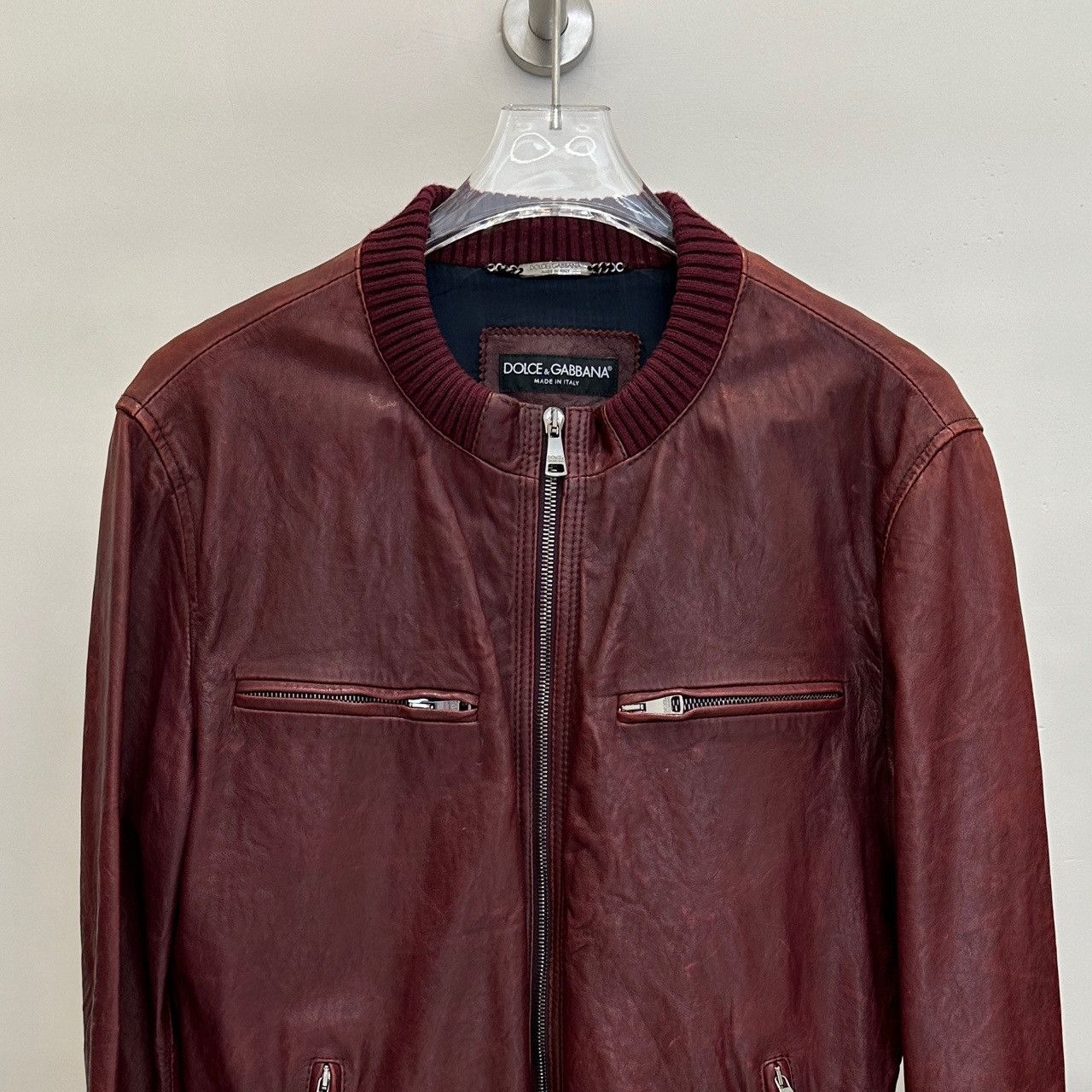 Dolce and Gabbana wine leather jacket
