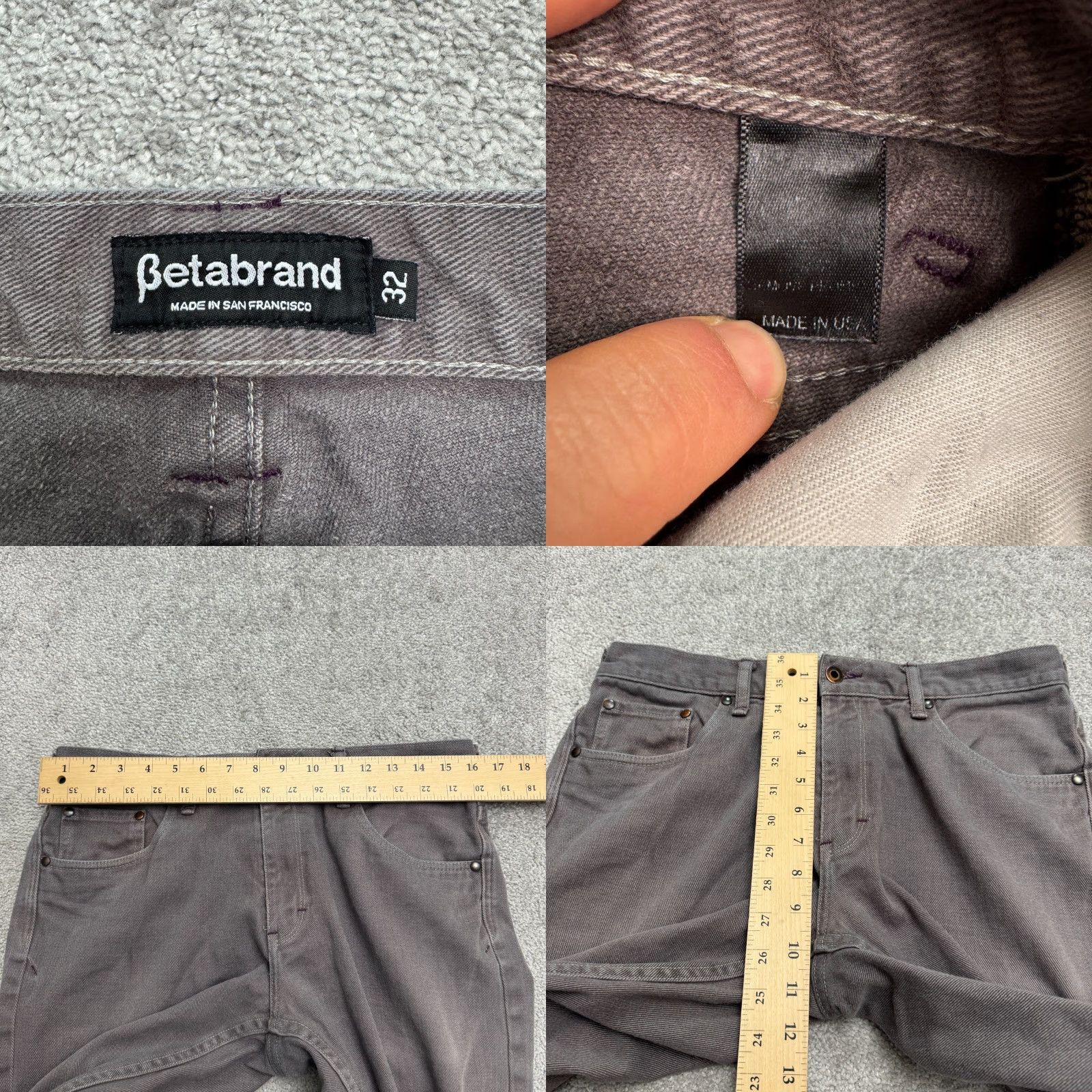 Vintage Betabrand Pants Mens 32 Gray Cotton 5-Pocket Design Straight Leg Khakis Vintage No Size US 32 / EU 48 - 8 Thumbnail
